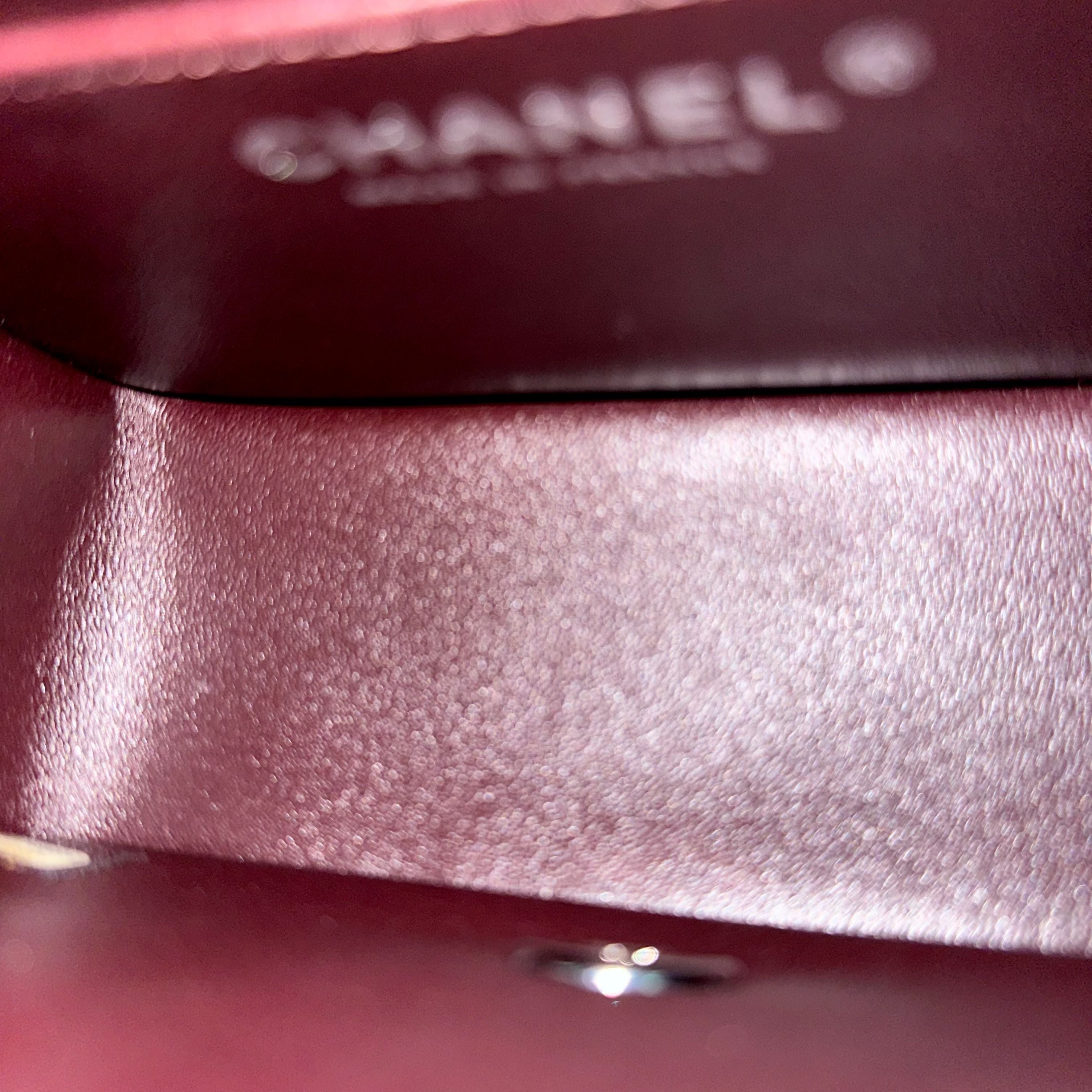 Chanel Caviar Mini Square Classic Flap Quilted Calfskin Burgundy SHW No 20 - Luxury Evermore