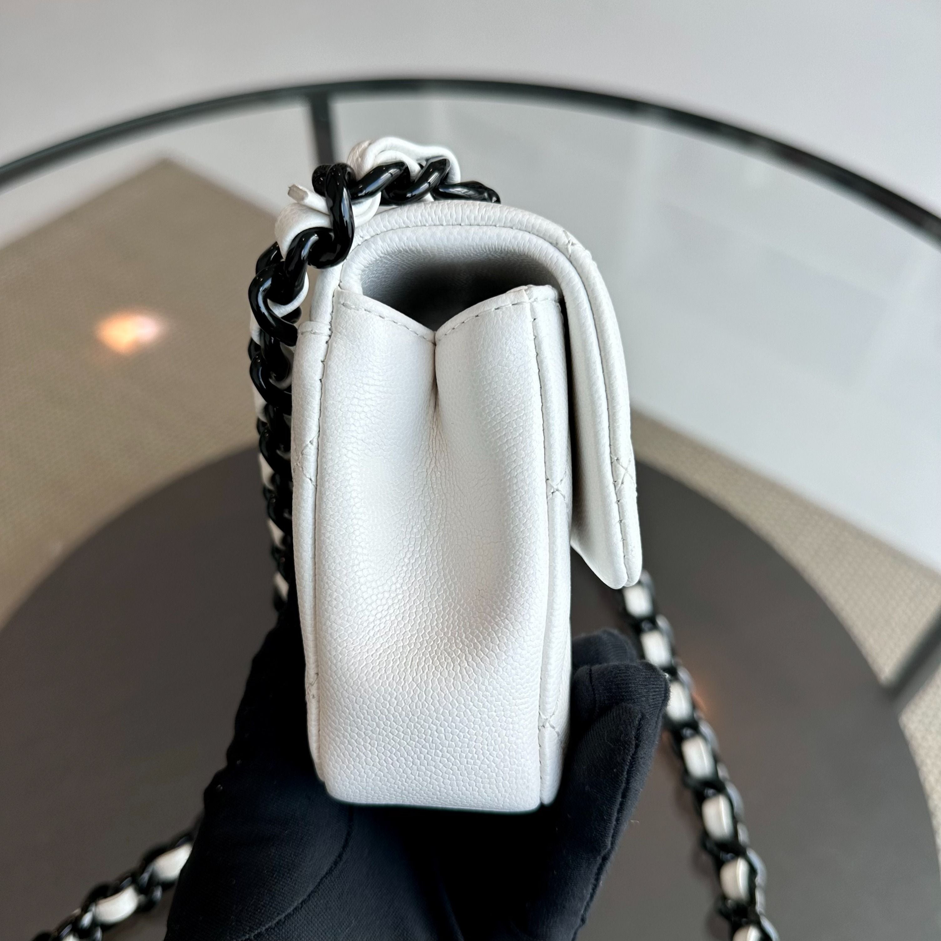 Chanel Caviar My Everything Flap Bag Quilted Small White Calfskin BHW No 30 - Luxury Evermore