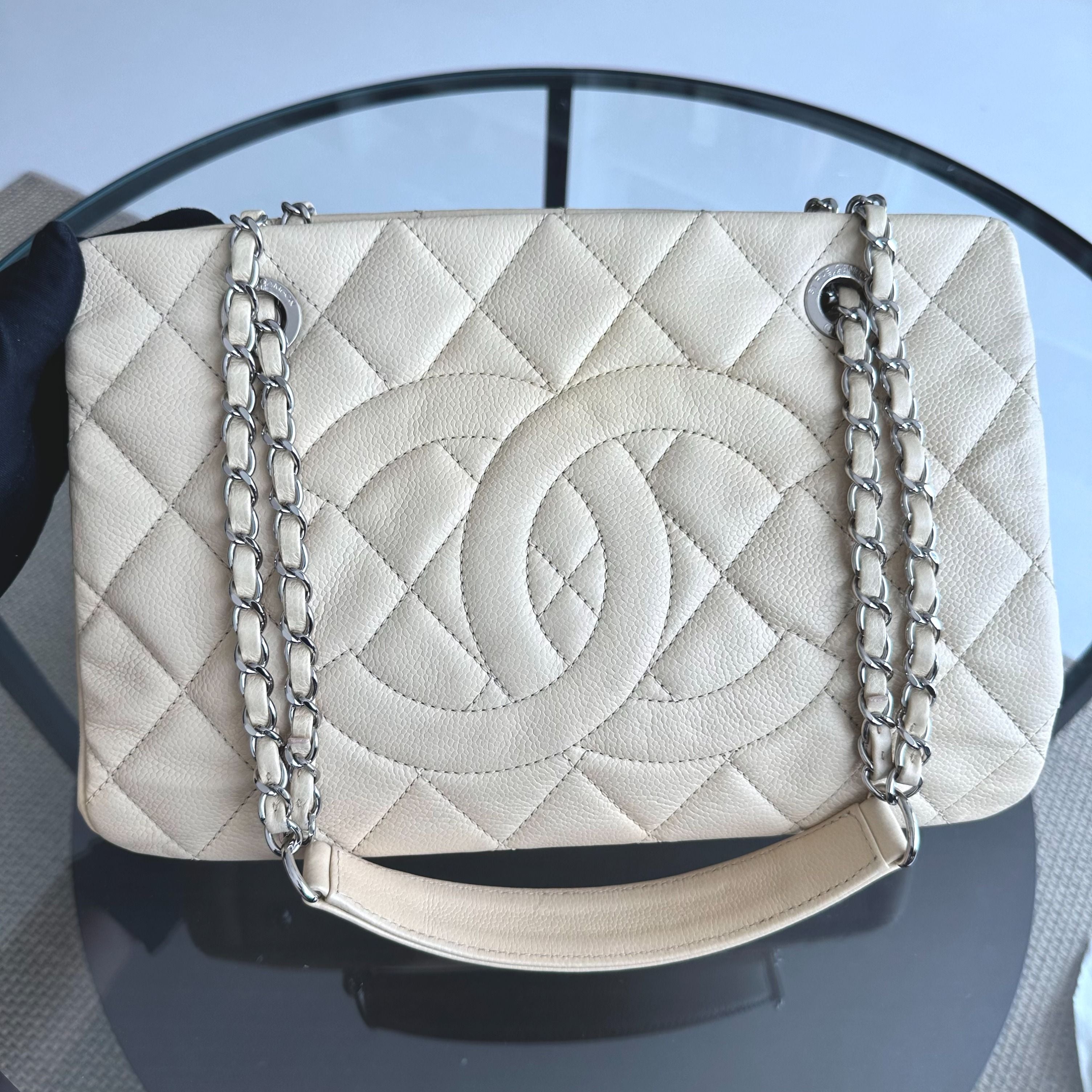 Chanel Caviar PTT Petite Timeless Calfskin Leather Beige SHW No 15 - Luxury Evermore