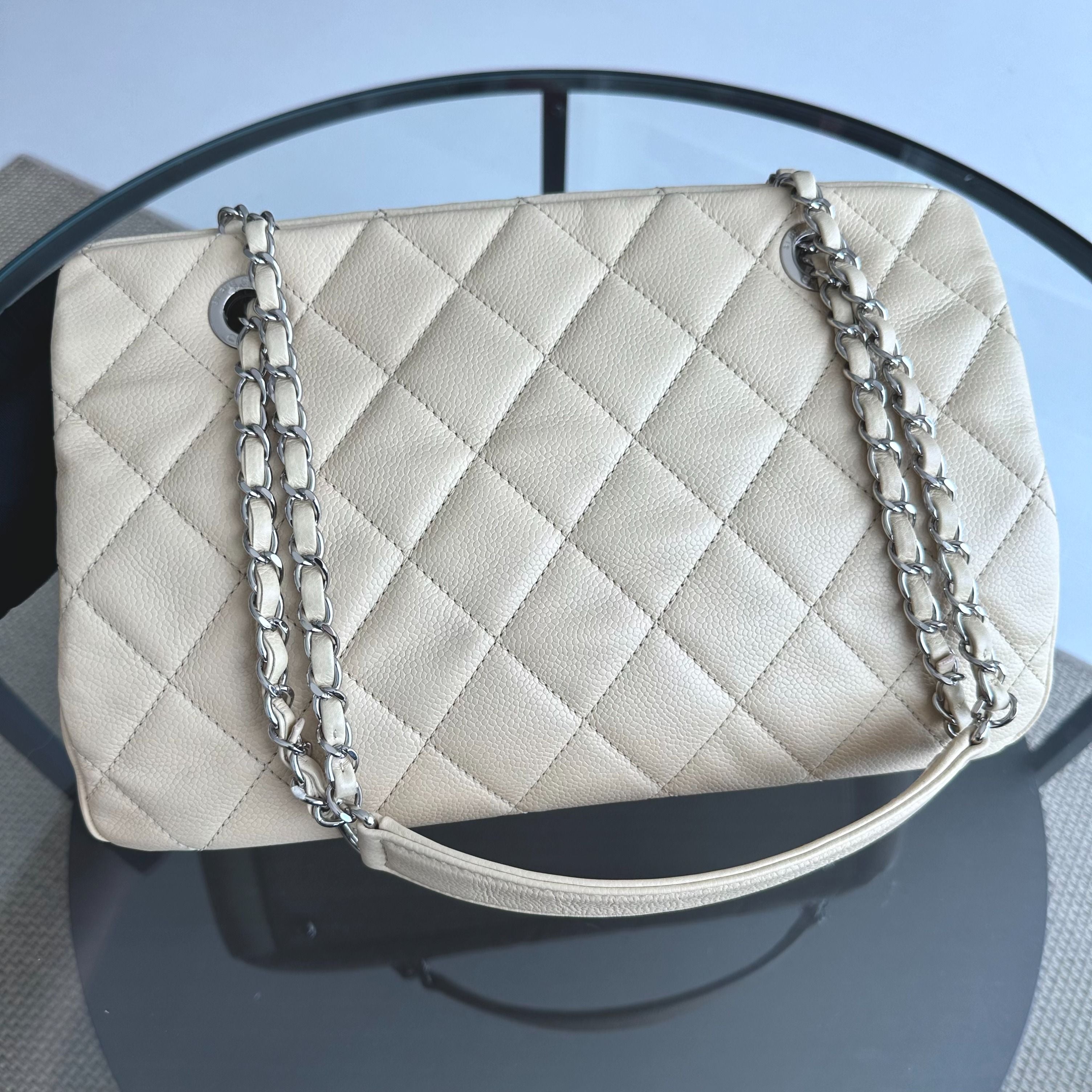 Chanel Caviar PTT Petite Timeless Calfskin Leather Beige SHW No 15 - Luxury Evermore