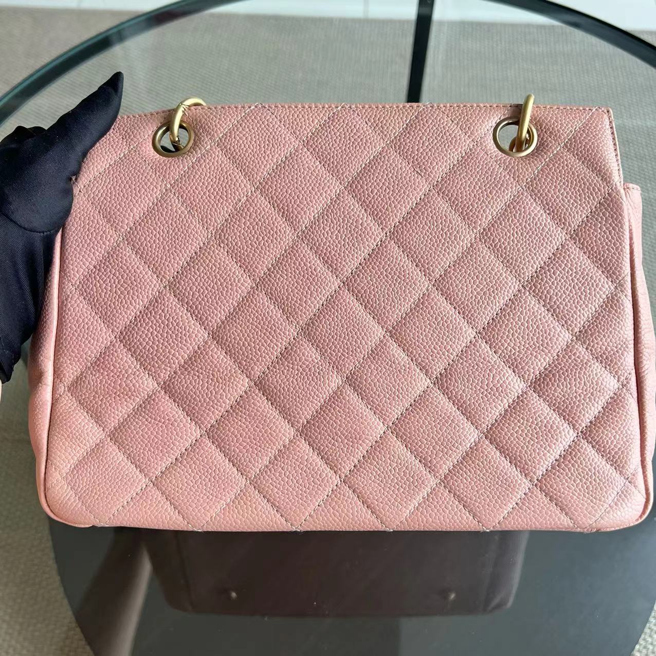 Chanel Caviar PTT Petite Timeless Tote Quilted Grained Calfskin Sakura Pink Golden Hardware Series 6 - Luxury Evermore