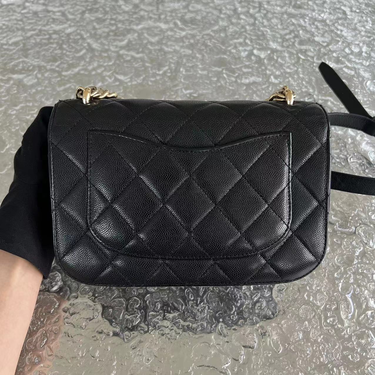 Chanel Caviar Seasonal Flap Quilted Calfskin Black Golden Hardware Series 24 - Luxury Evermore