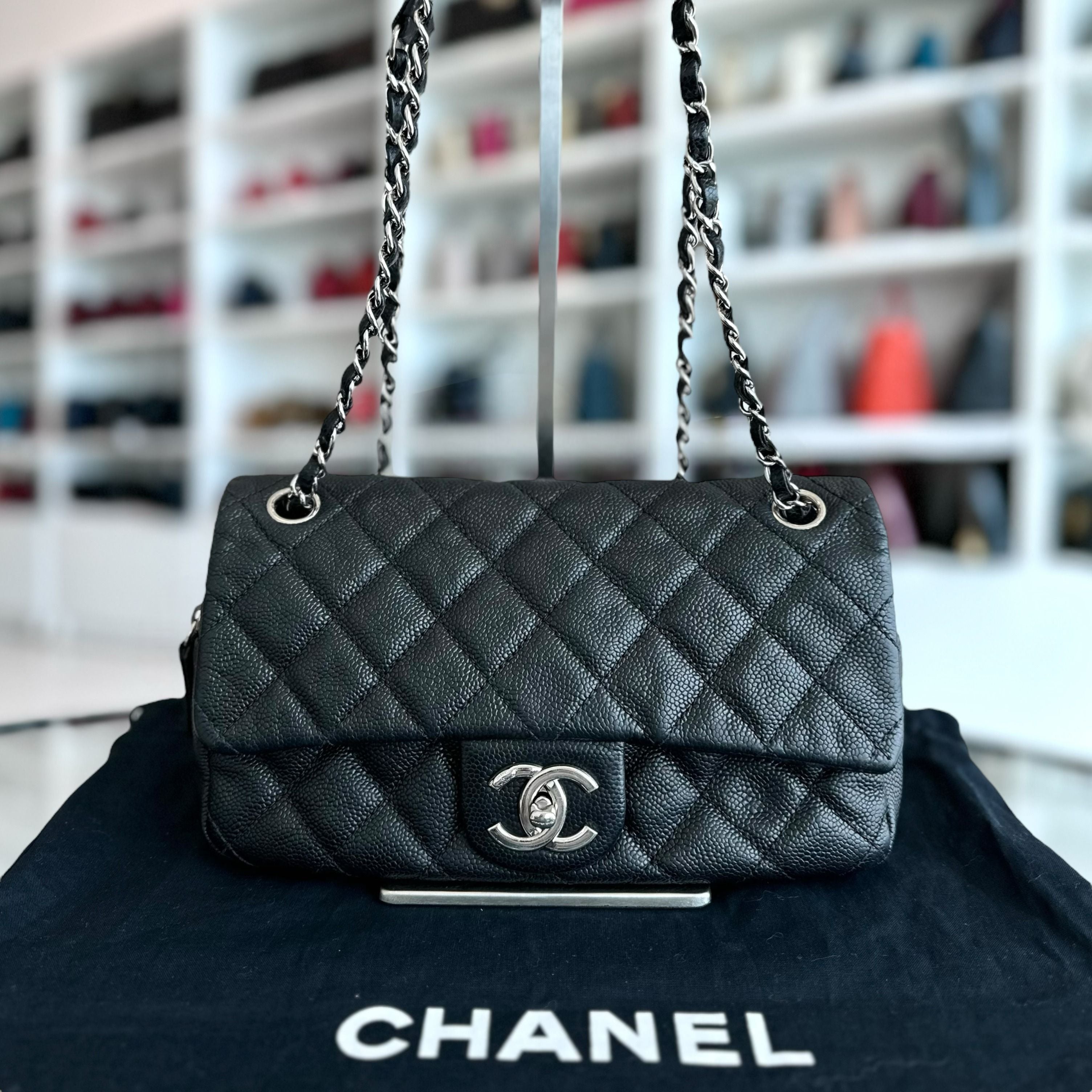 Chanel Caviar Seasonal Flap Zipper Black SHW No 17 - Luxury Evermore