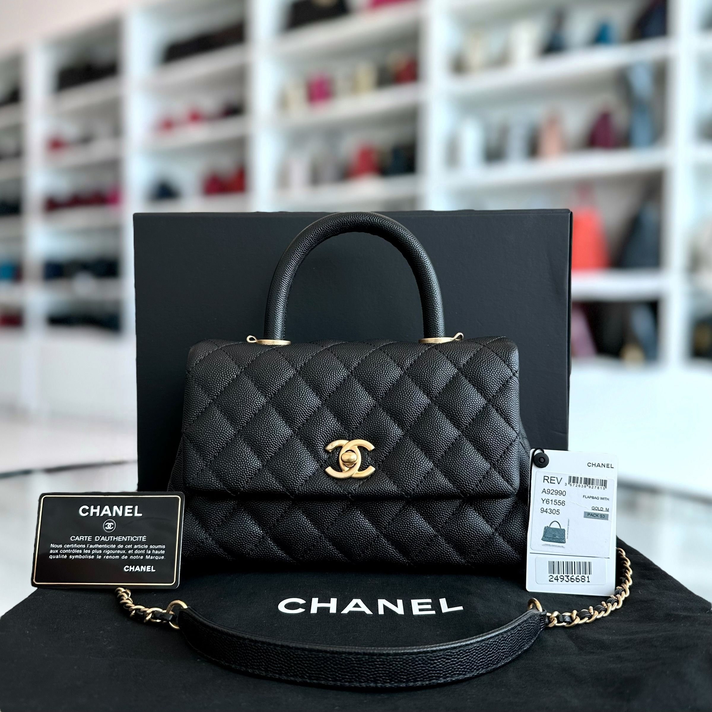 Chanel Caviar Small Coco Handle 24cm Quilted Calfskin Black No 24 - Luxury Evermore