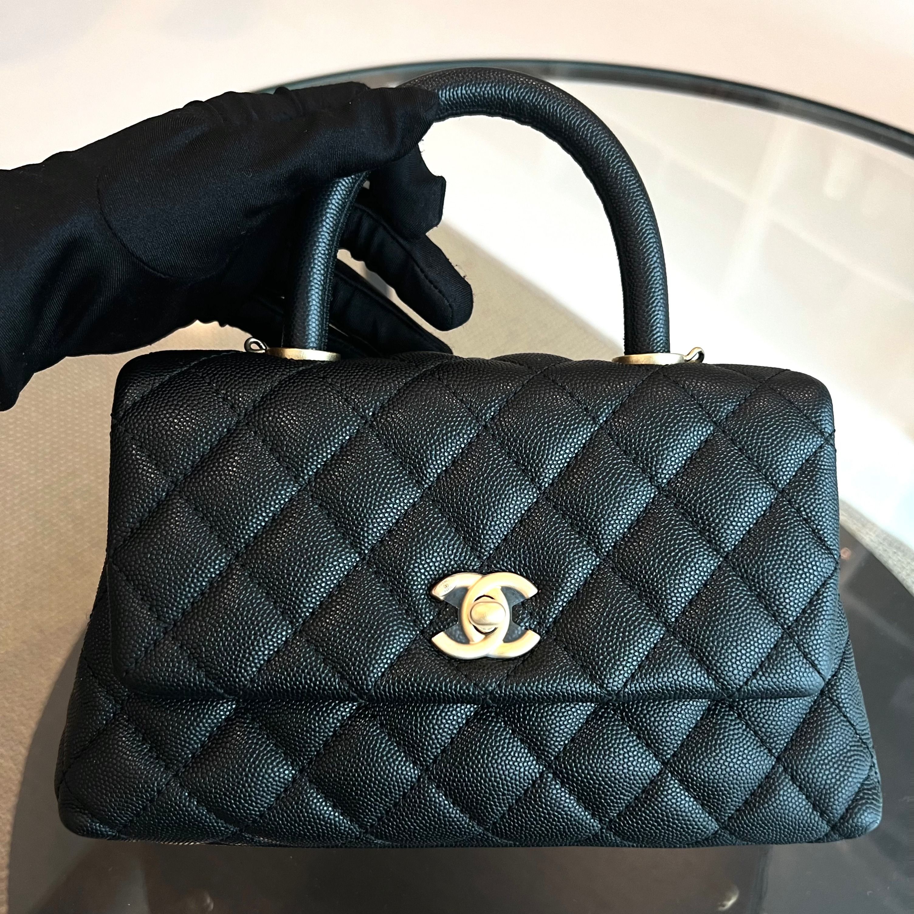 Chanel Caviar Small Coco Handle 24cm Quilted Calfskin Black No 24 - Luxury Evermore