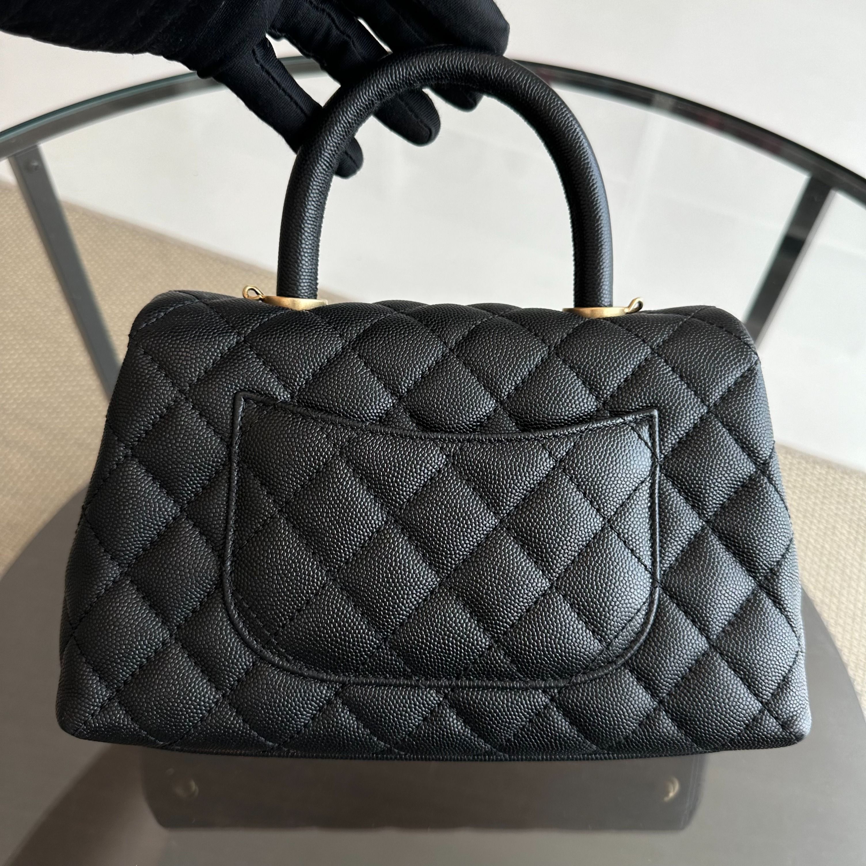 Chanel Caviar Small Coco Handle 24cm Quilted Calfskin Black No 24 - Luxury Evermore