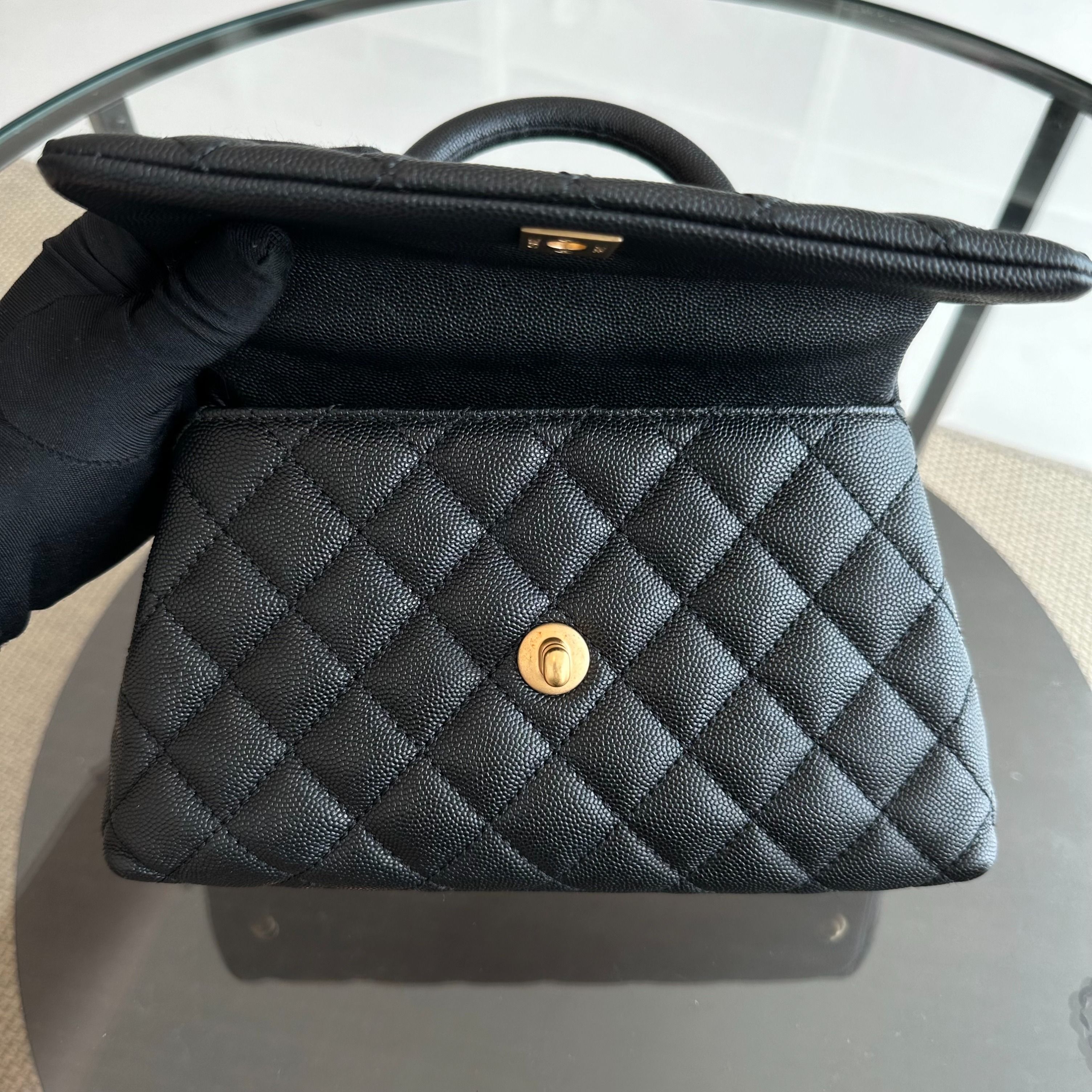 Chanel Caviar Small Coco Handle 24cm Quilted Calfskin Black No 24 - Luxury Evermore