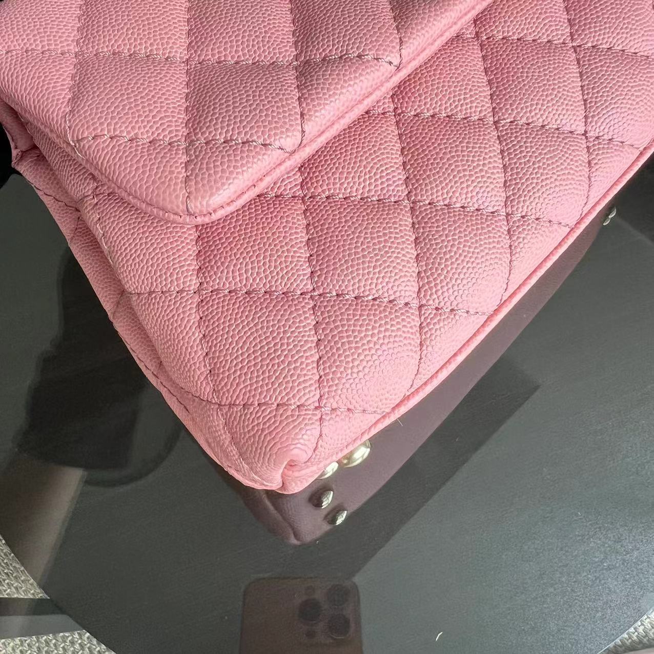 Chanel Caviar Small Coco Handle Quilted Calfskin Light Pink LGHW No 27 - Luxury Evermore