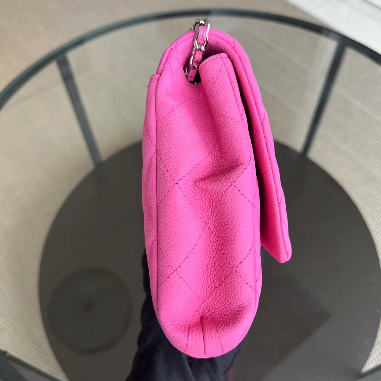 Chanel Caviar Timeless Classic Flap Clutch Quilted Calfskin Hot Pink SHW No 18 - Luxury Evermore