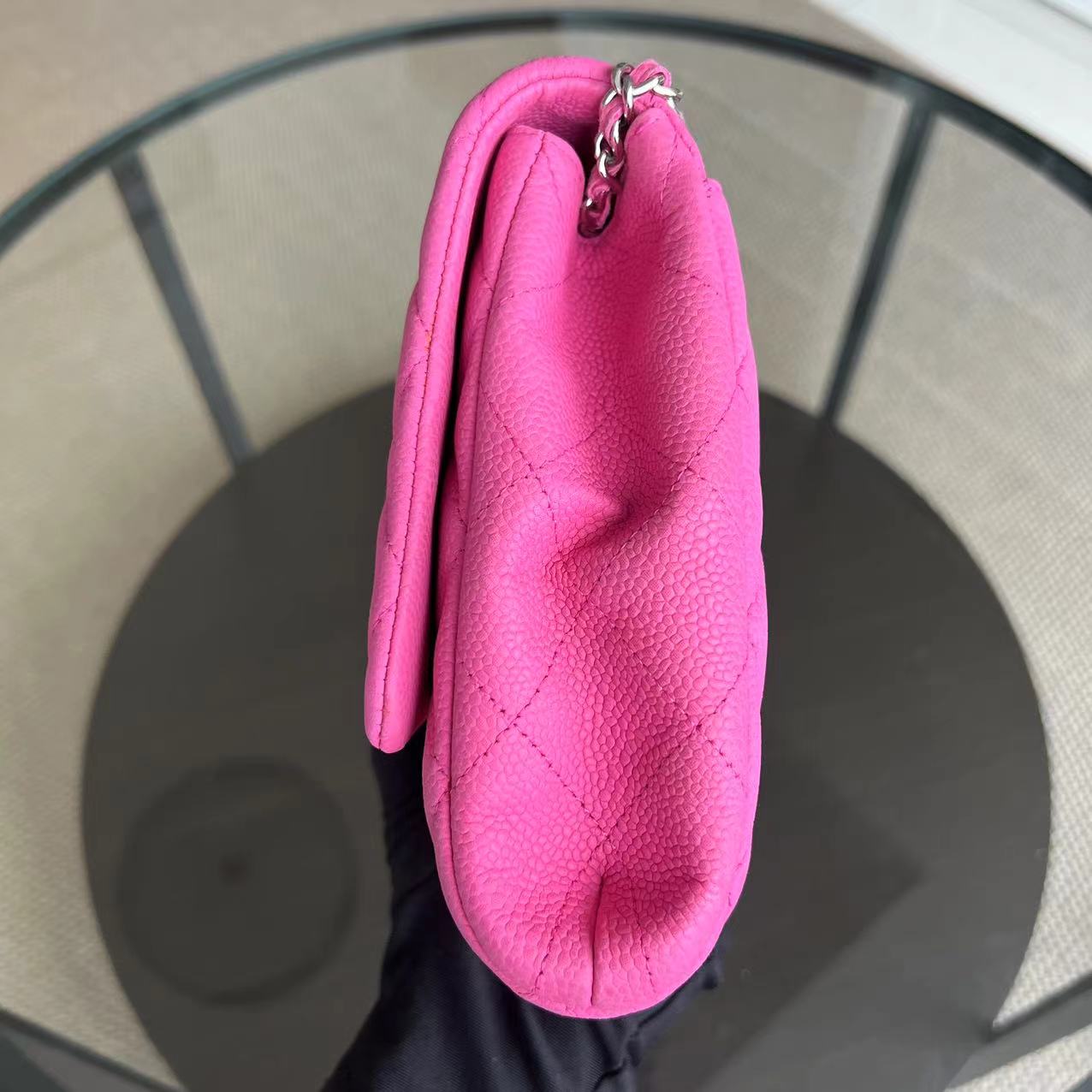 Chanel Caviar Timeless Classic Flap Clutch Quilted Calfskin Hot Pink SHW No 18 - Luxury Evermore