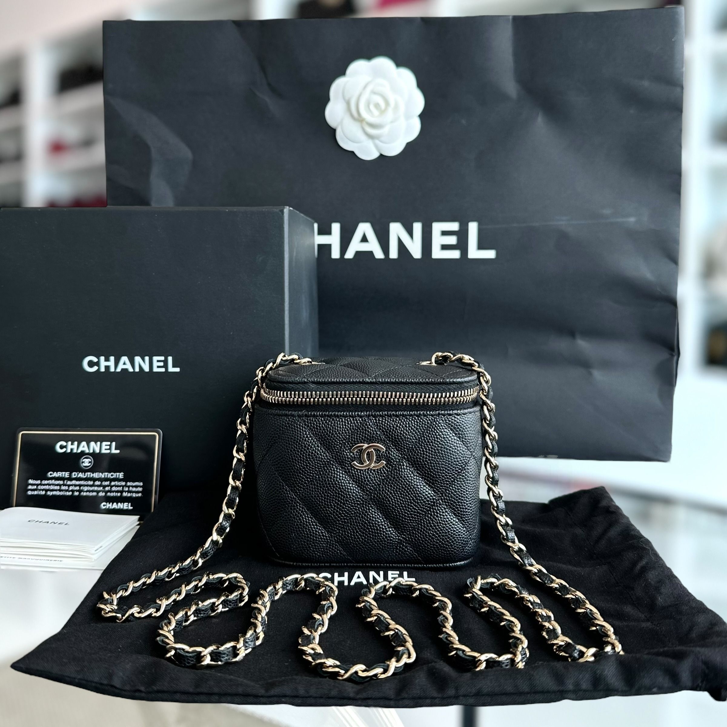 Chanel Caviar Vanity Mini Quilted Black GHW No 31 - Luxury Evermore