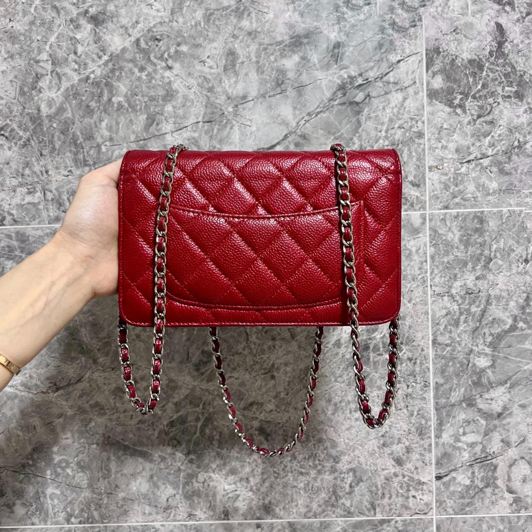 Chanel Caviar WOC Classic Wallet On Chain Red No 20 - Luxury Evermore