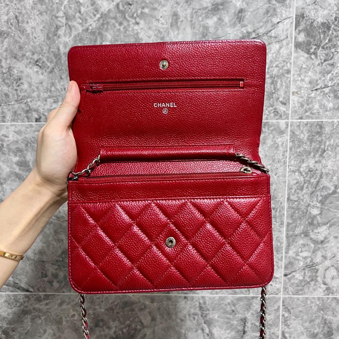 Chanel Caviar WOC Classic Wallet On Chain Red No 20 - Luxury Evermore