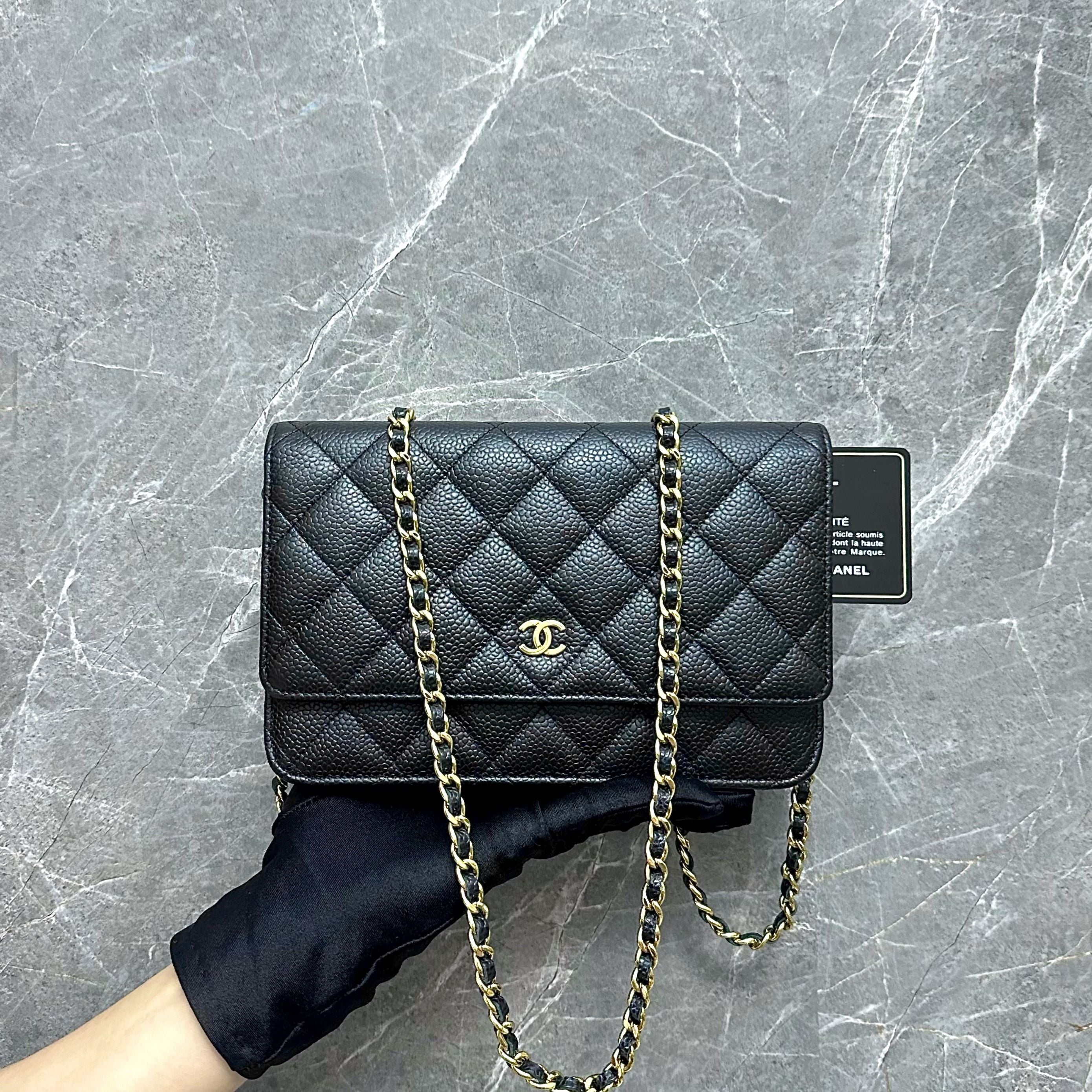 Chanel Caviar WOC Wallet On Chain Black GHW No 24 - Luxury Evermore