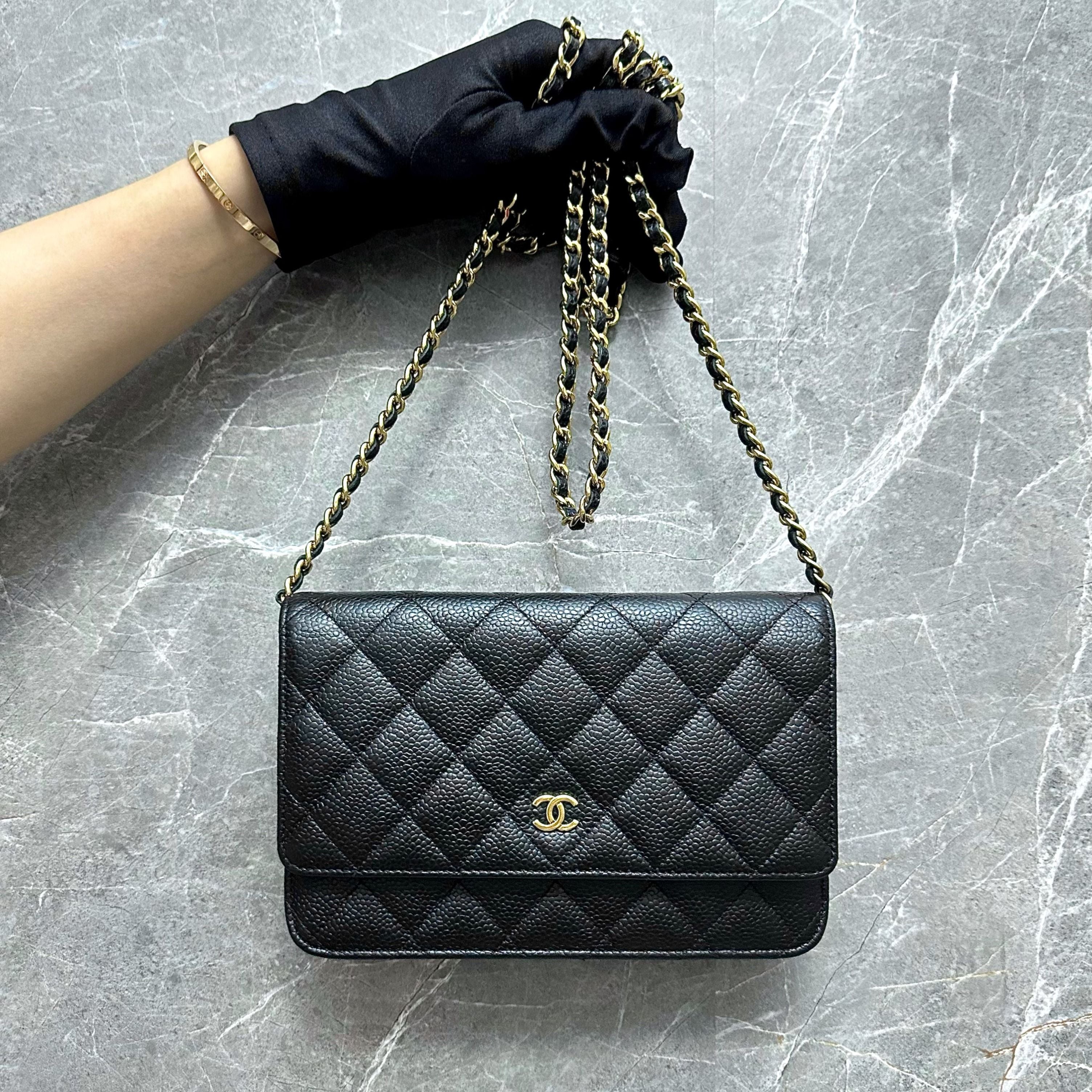 Chanel Caviar WOC Wallet On Chain Black GHW No 24 - Luxury Evermore