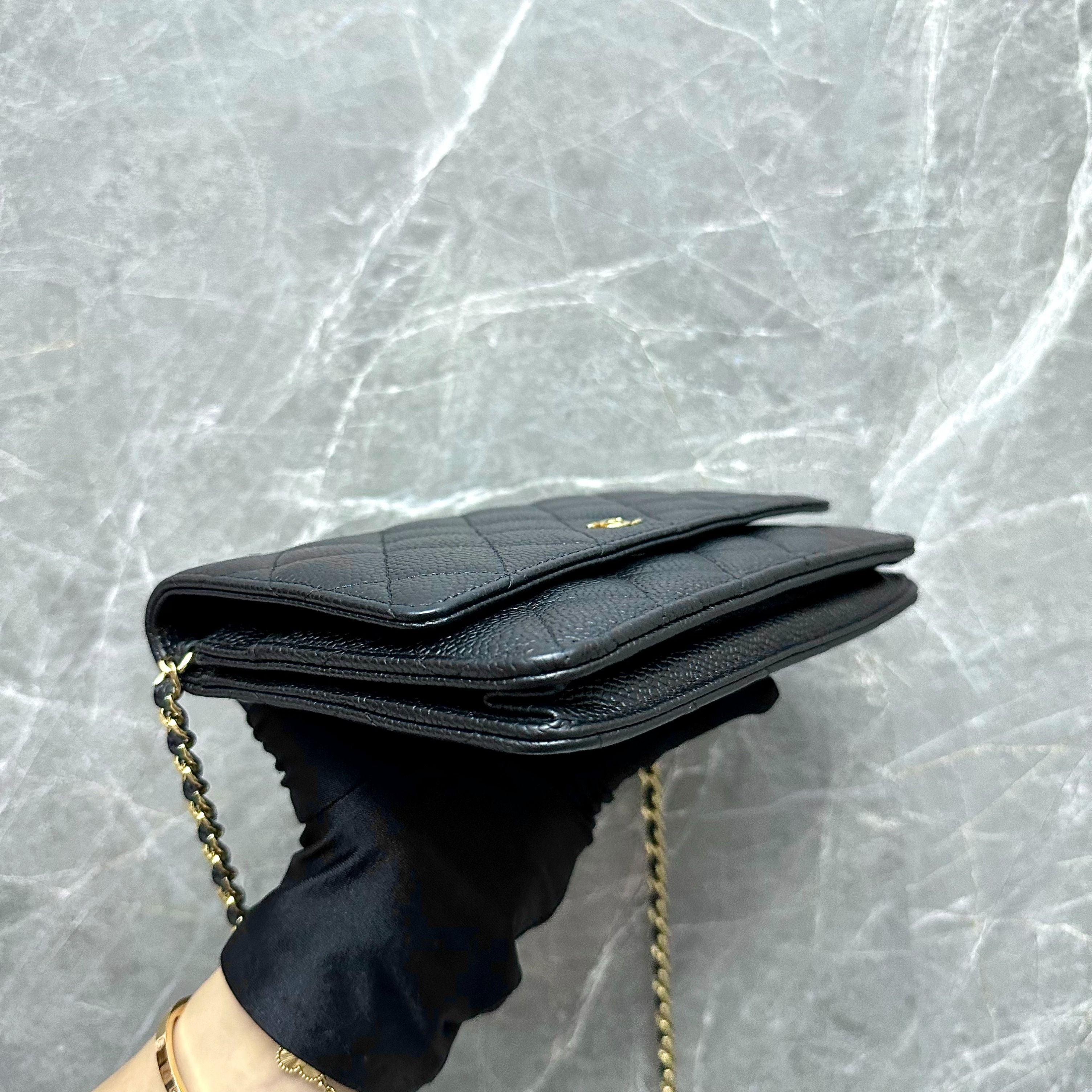 Chanel Caviar WOC Wallet On Chain Black GHW No 24 - Luxury Evermore