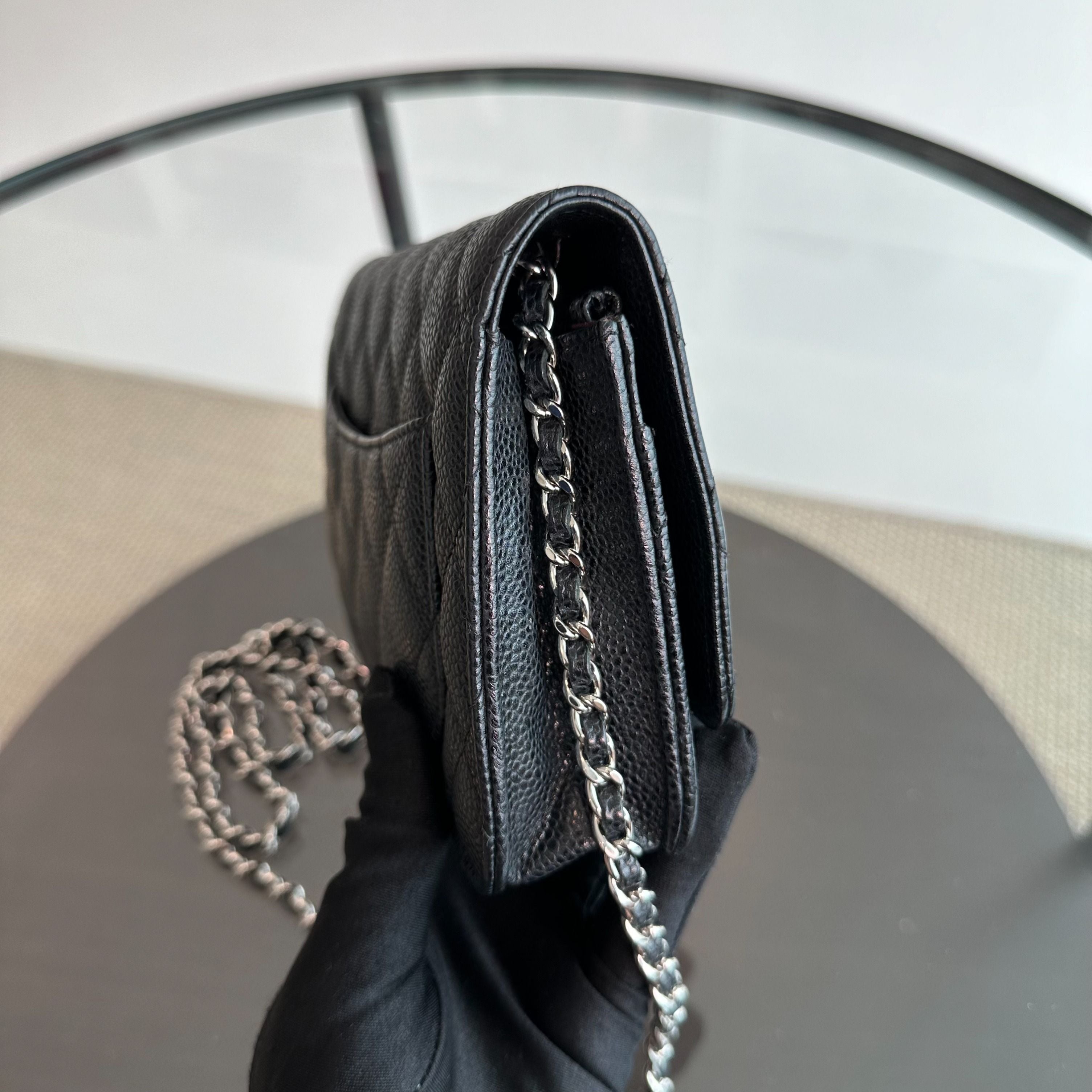 Chanel Caviar WOC Wallet On Chain Black SHW No 19 - Luxury Evermore