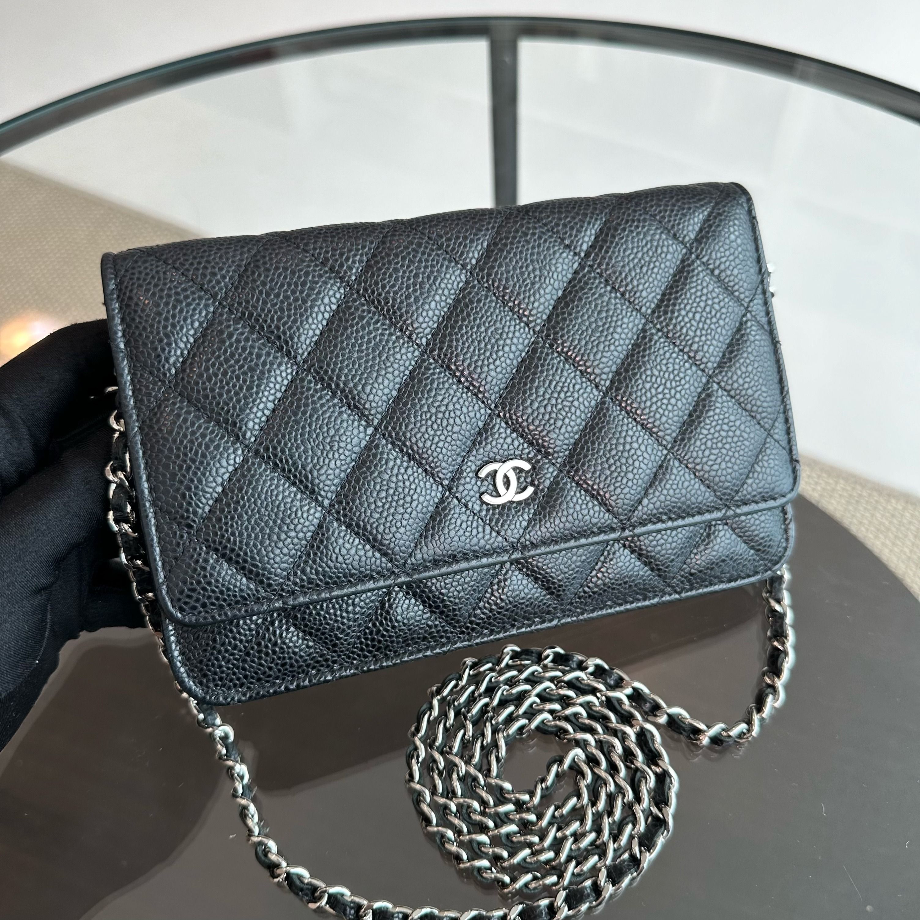 Chanel Caviar WOC Wallet On Chain Black SHW No 19 - Luxury Evermore