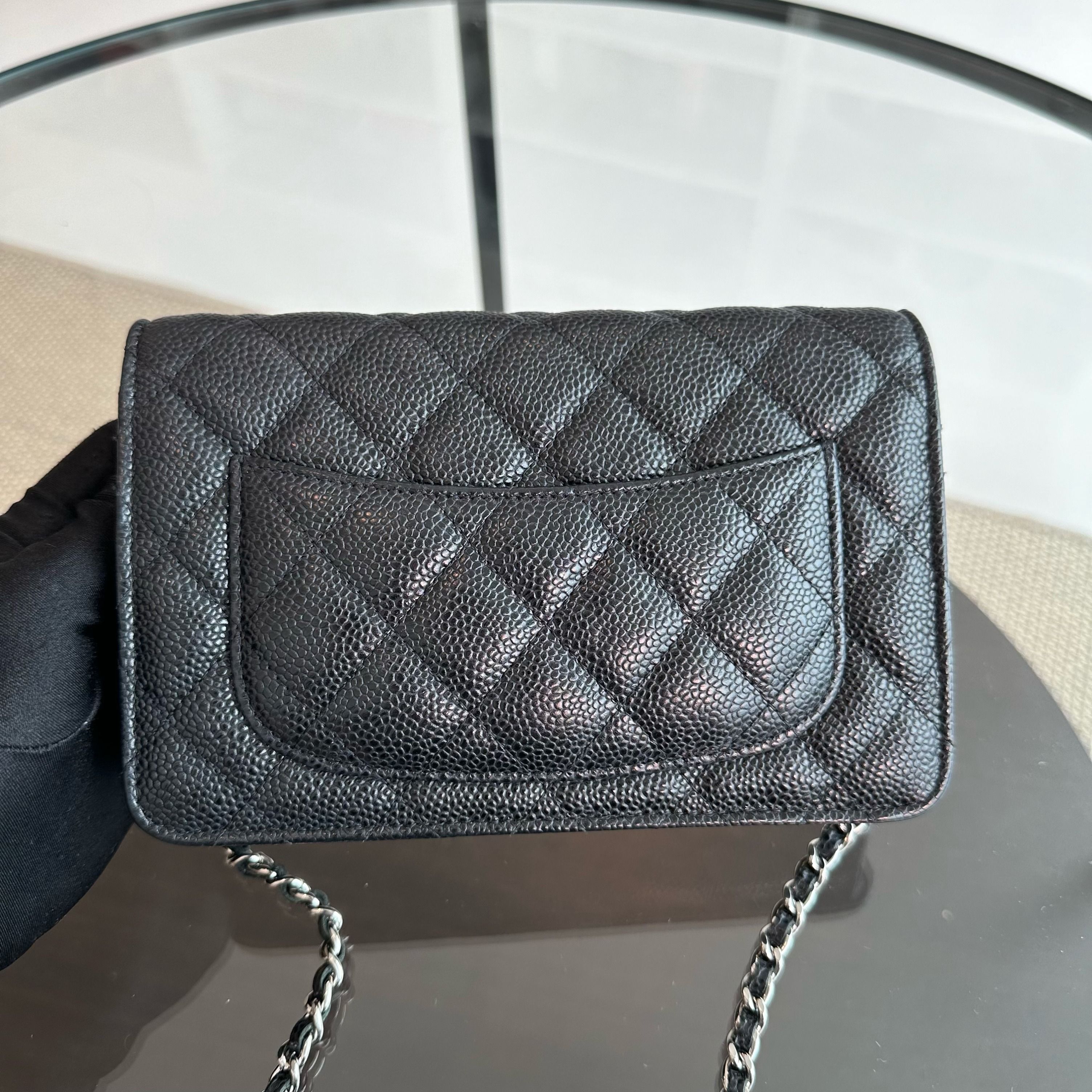 Chanel Caviar WOC Wallet On Chain Black SHW No 19 - Luxury Evermore