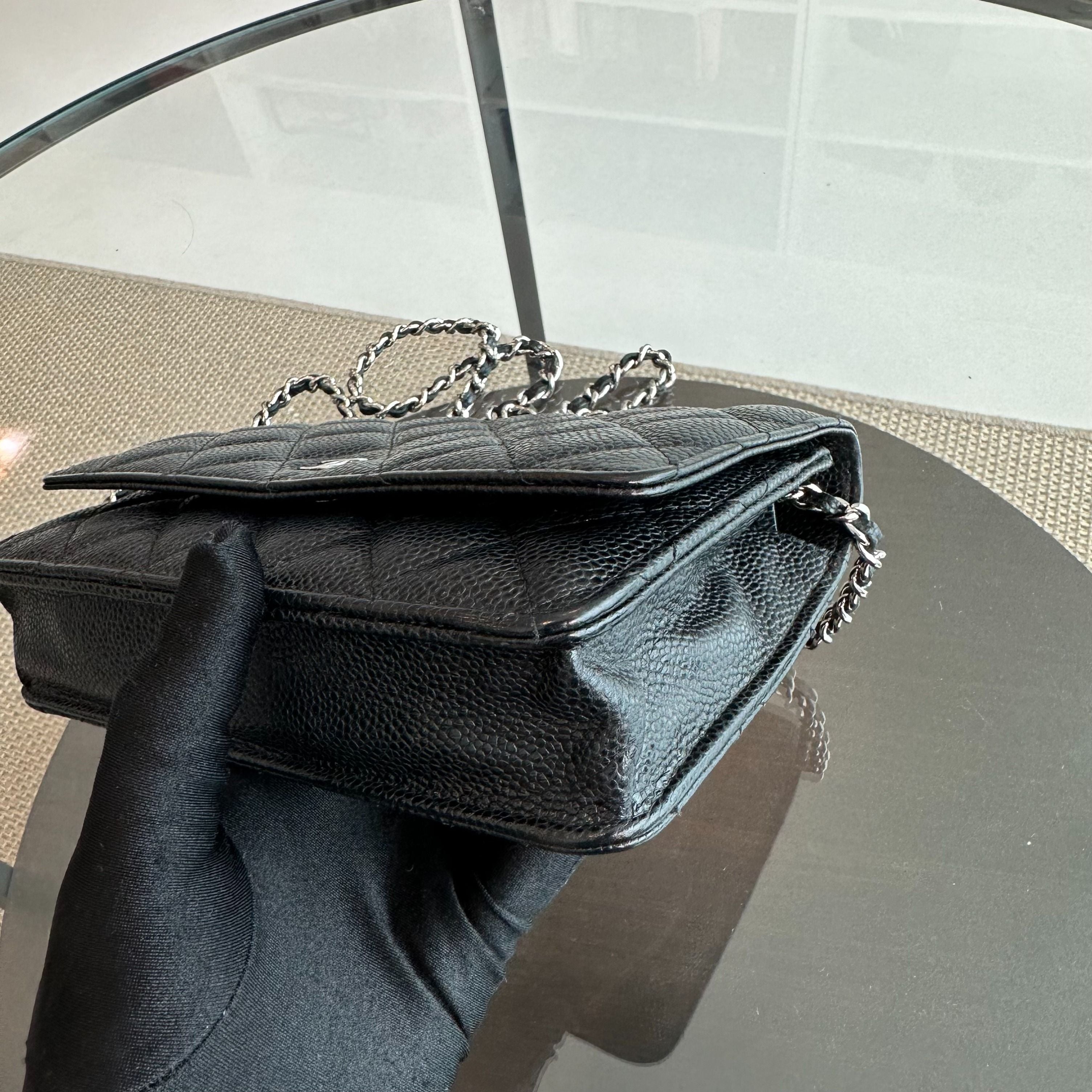 Chanel Caviar WOC Wallet On Chain Black SHW No 19 - Luxury Evermore