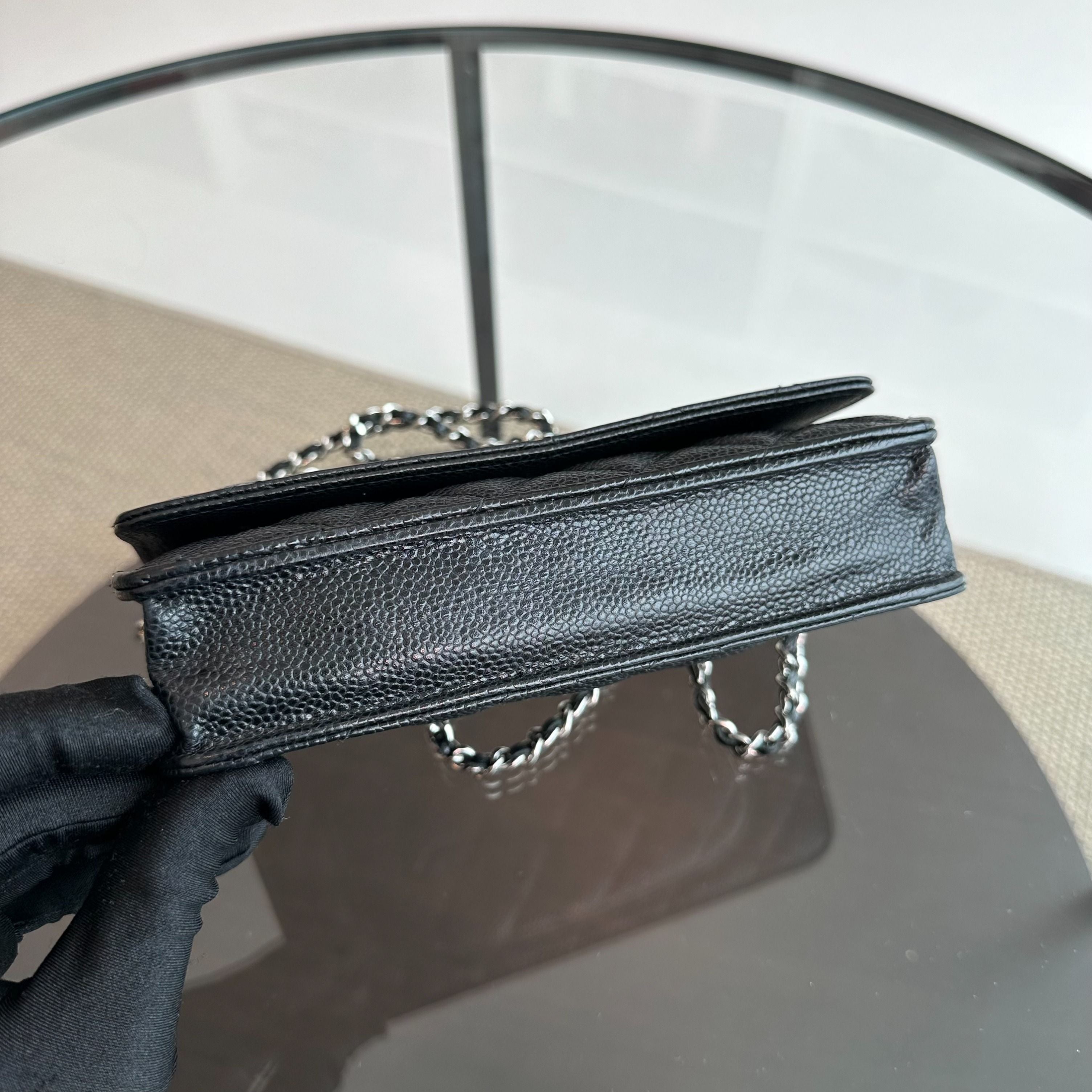 Chanel Caviar WOC Wallet On Chain Black SHW No 19 - Luxury Evermore