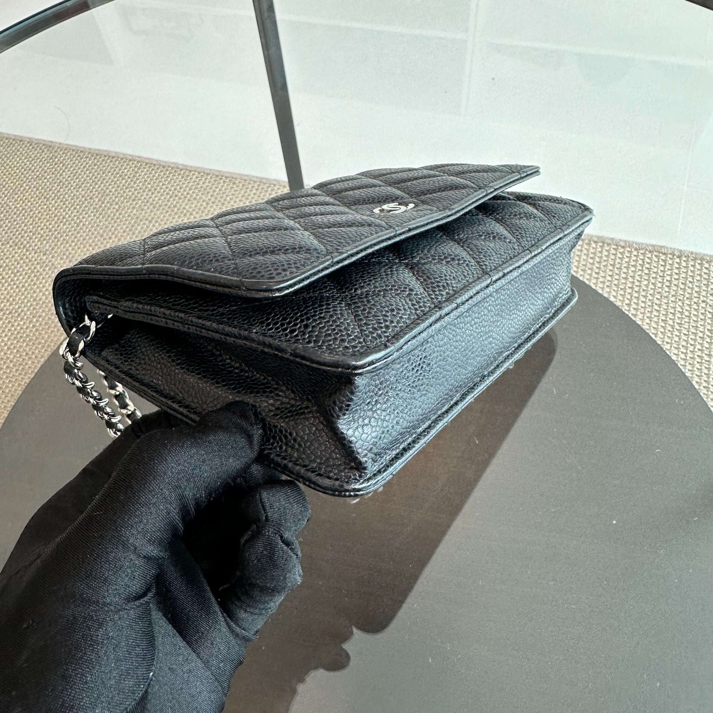 Chanel Caviar WOC Wallet On Chain Black SHW No 19 - Luxury Evermore