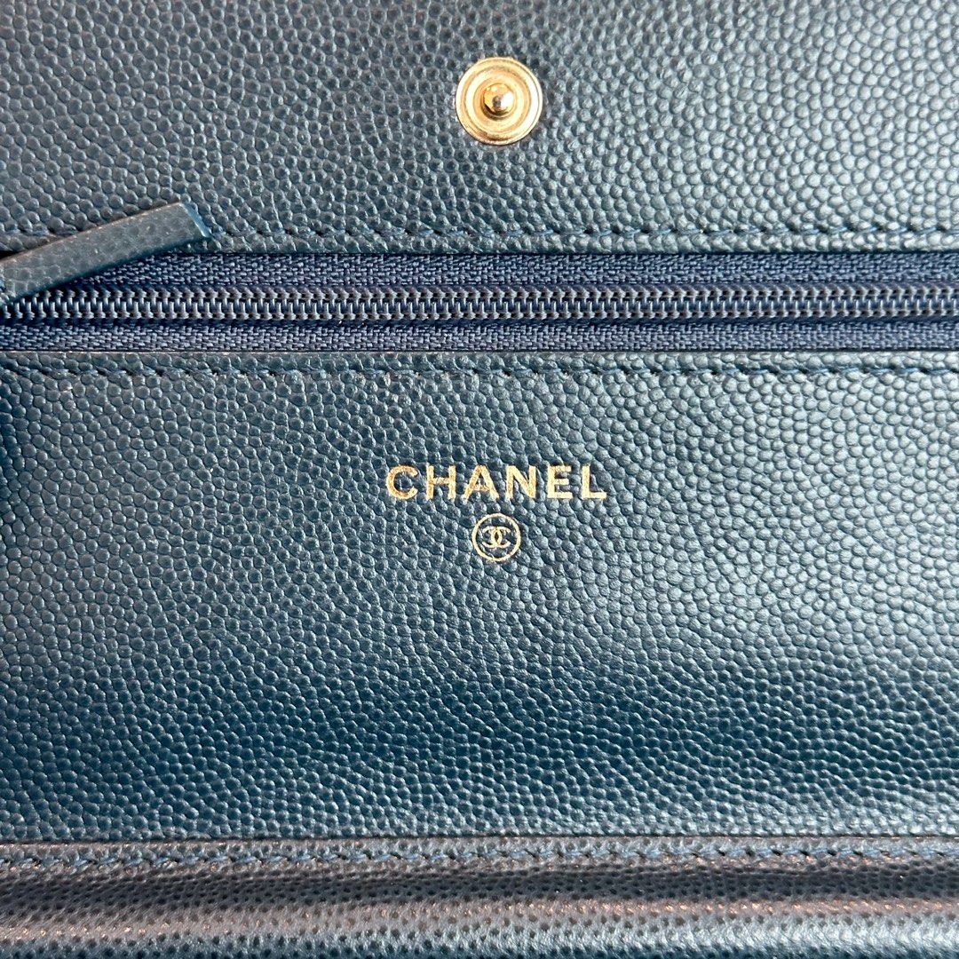 Chanel Caviar WOC Wallet On Chain Quilted Calfskin Dark Blue SHW No 23 - Luxury Evermore