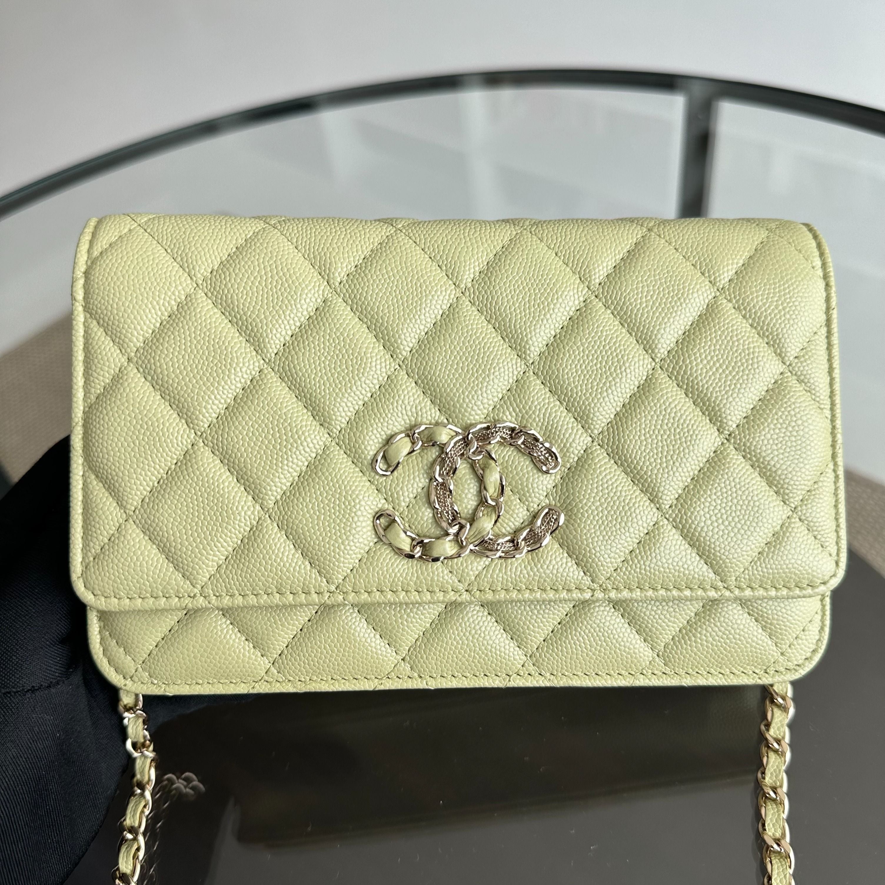 Chanel Caviar WOC Wallet On Chain Quilted French New Wave No 30 - Luxury Evermore