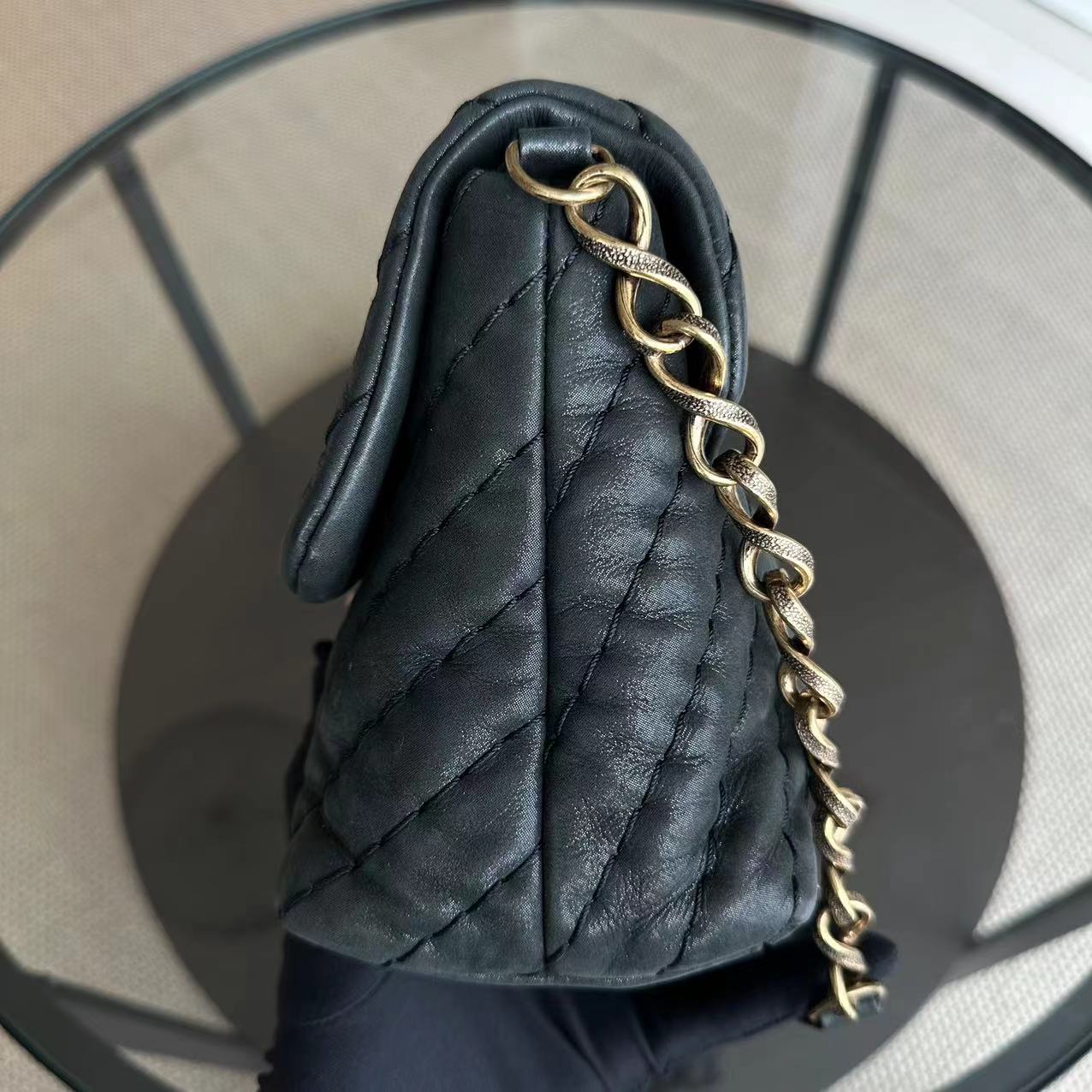 Chanel Chevron V-Stich Seasonal Classic Flap Black GHW NO 14 - Luxury Evermore