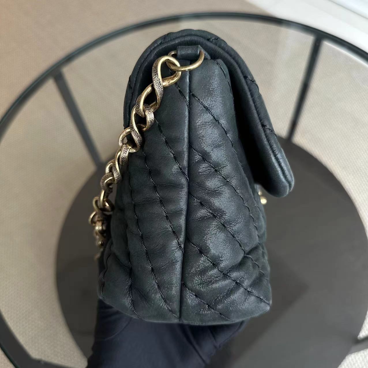 Chanel Chevron V-Stich Seasonal Classic Flap Black GHW NO 14 - Luxury Evermore