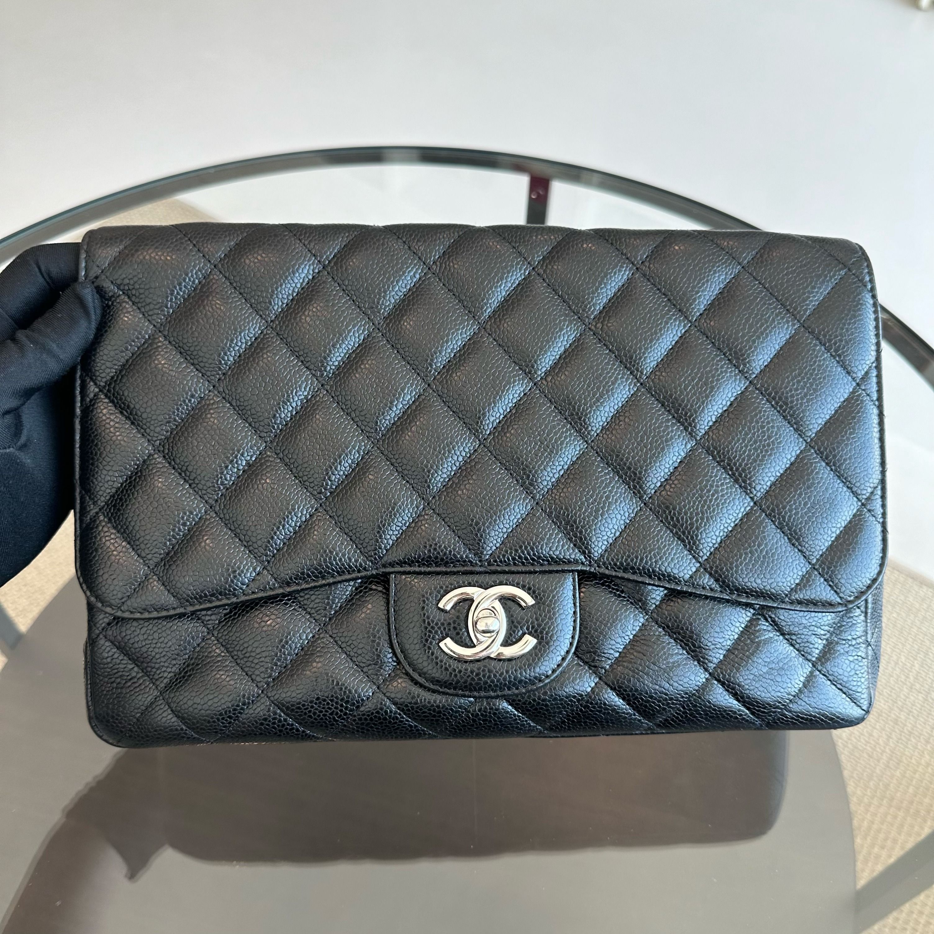 Chanel Classic Flap Jumbo 30cm Single Flap Black SHW No 13 - Luxury Evermore