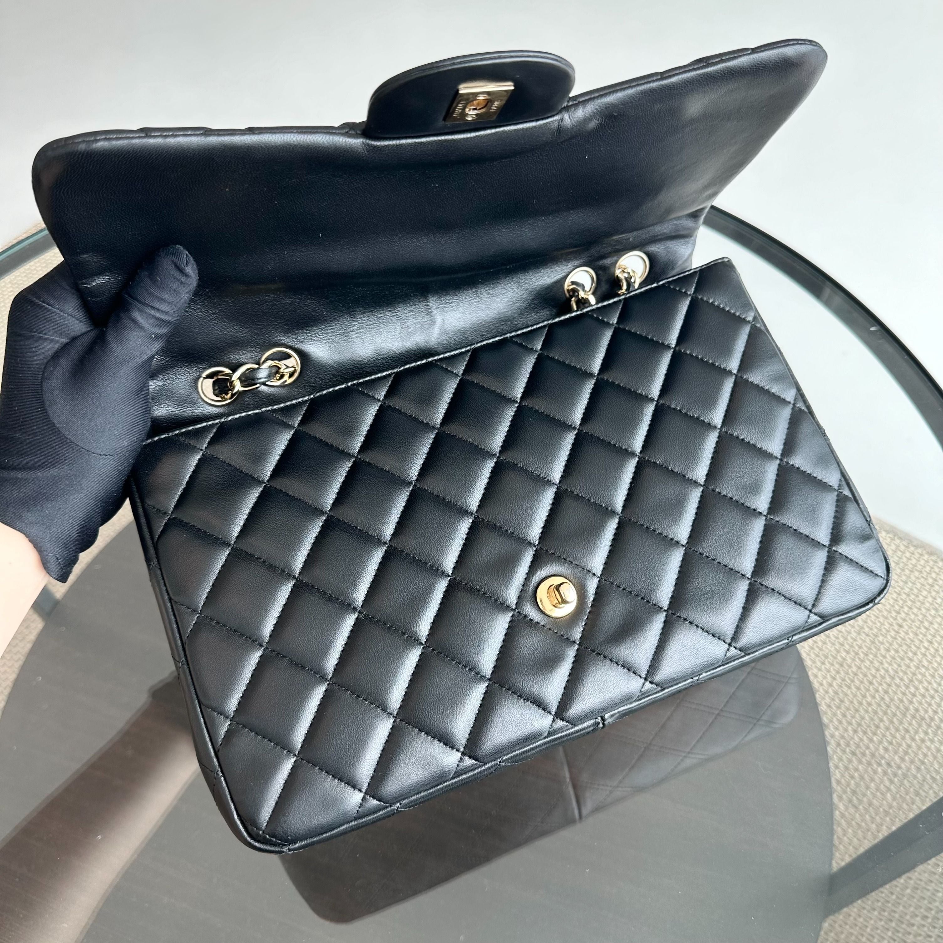 Chanel Classic Flap Jumbo 30CM Single Flap Quilted Lambskin Black GHW No 14 - Luxury Evermore