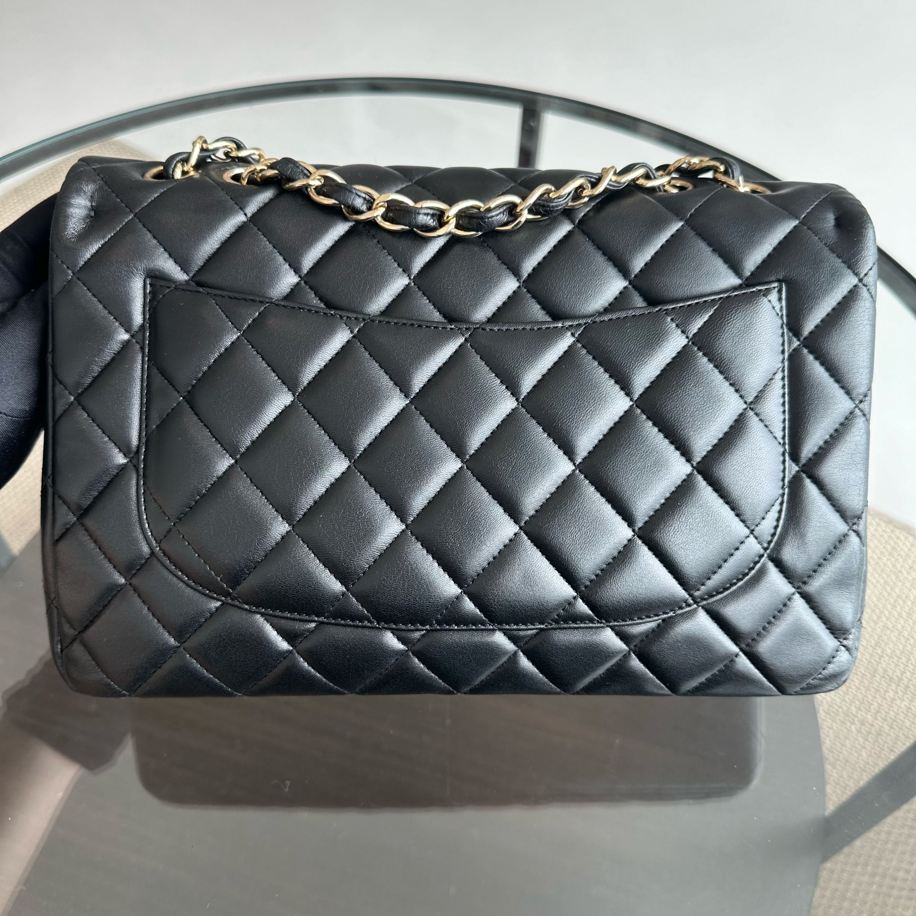 Chanel Classic Flap Jumbo 30CM Single Flap Quilted Lambskin Black GHW No 14 - Luxury Evermore