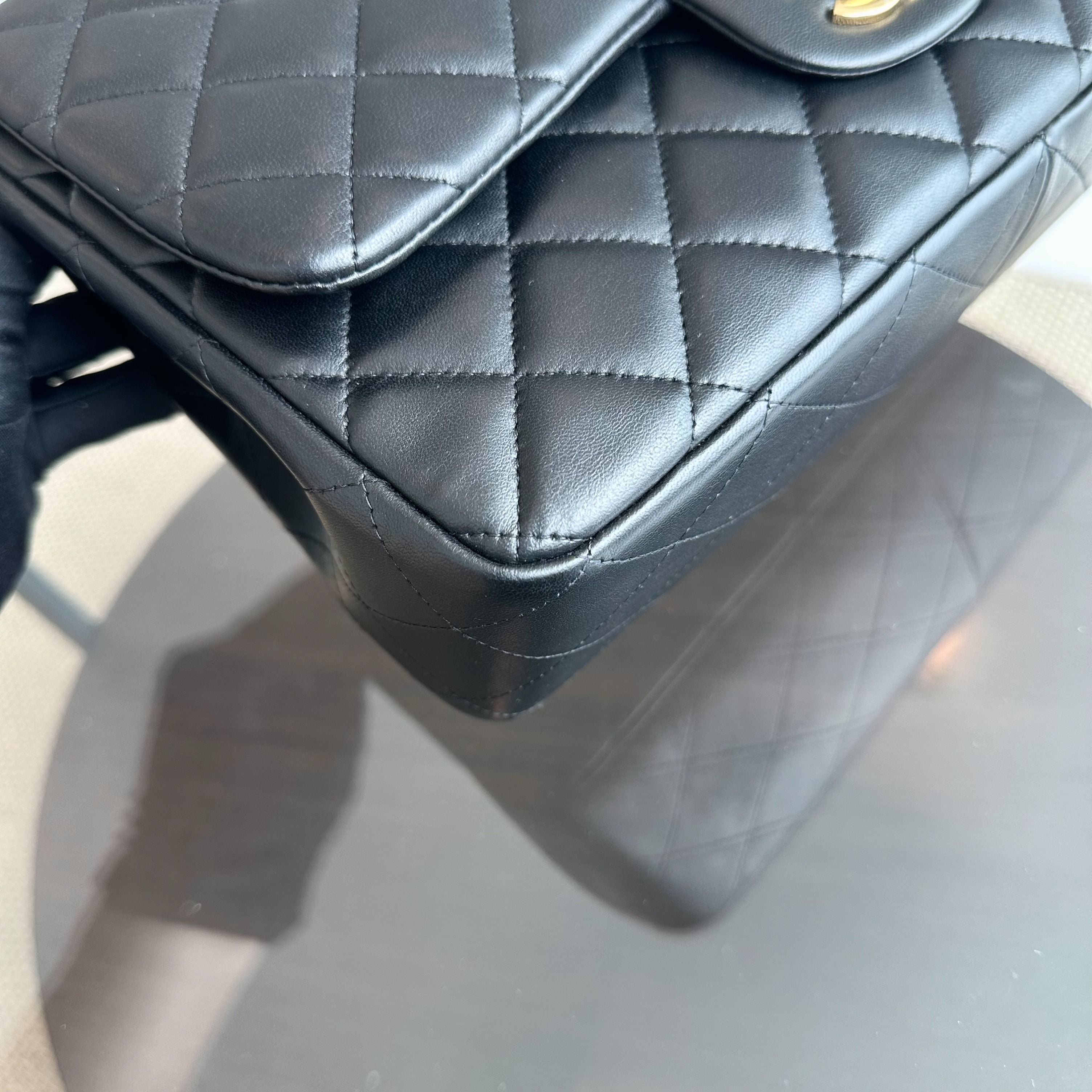 Chanel Classic Flap Jumbo 30CM Single Flap Quilted Lambskin Black GHW No 14 - Luxury Evermore