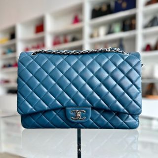 Chanel Classic Flap Maxi 33cm Double Flap Lambskin SHW No 17 - Luxury Evermore