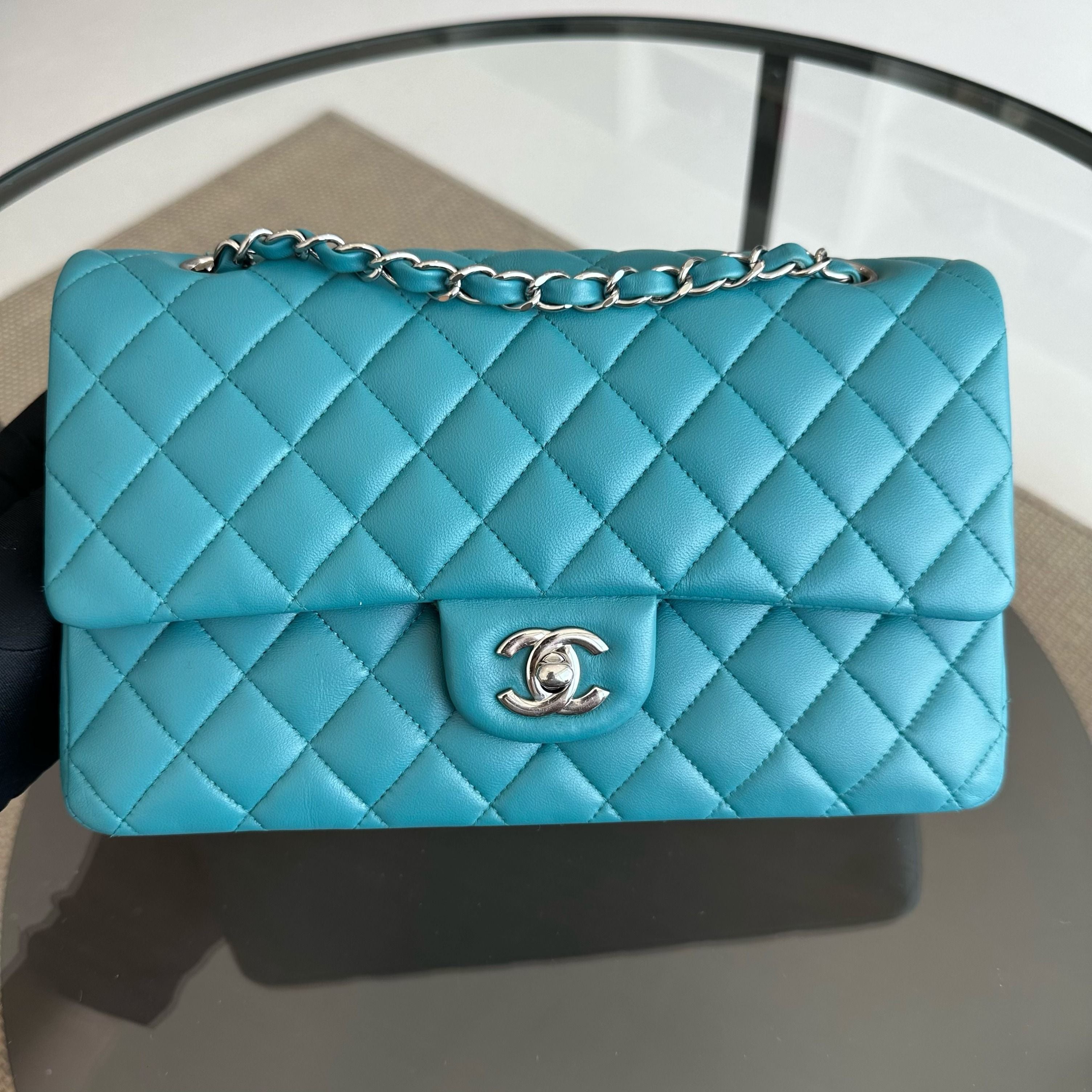 Chanel Classic Flap Medium Lambskin Blue SHW No 20 - Luxury Evermore