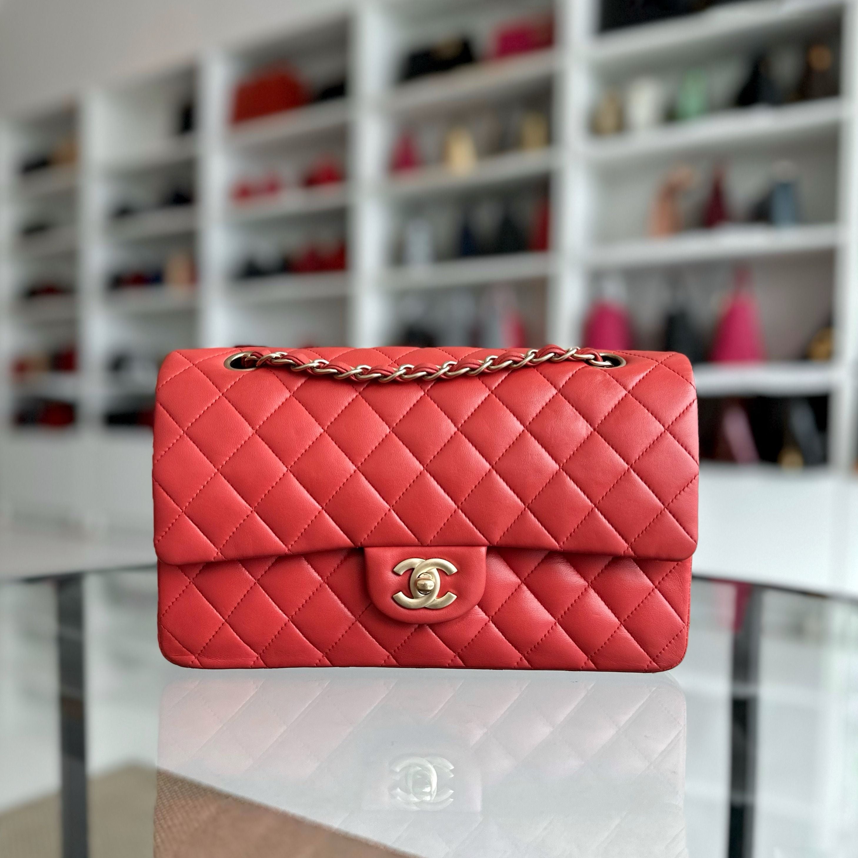 Chanel Classic Flap Medium Lambskin Salmon Pink GHW No 13 - Luxury Evermore