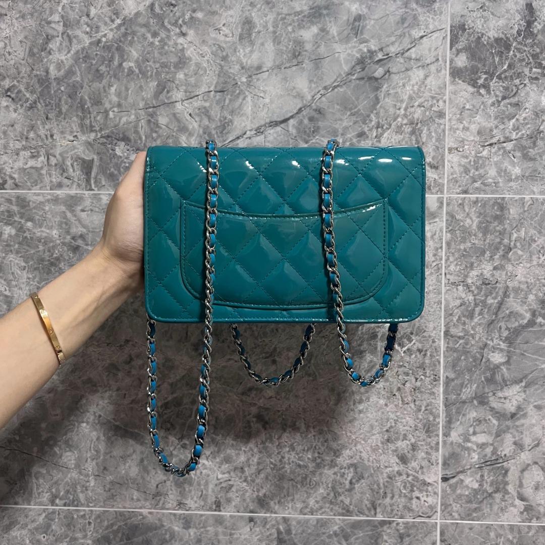 Chanel Classic Wallet On Chain WOC Blue No 20 - Luxury Evermore