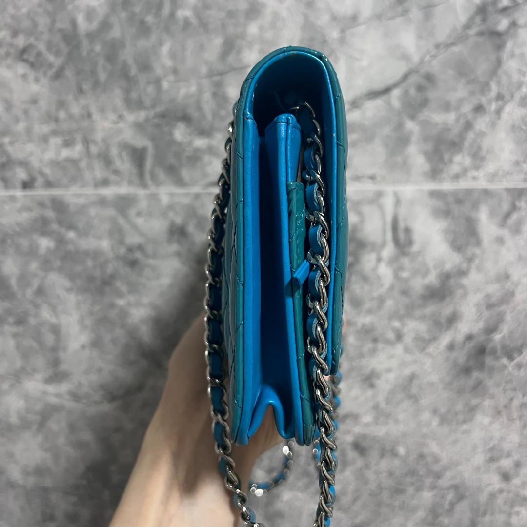 Chanel Classic Wallet On Chain WOC Blue No 20 - Luxury Evermore