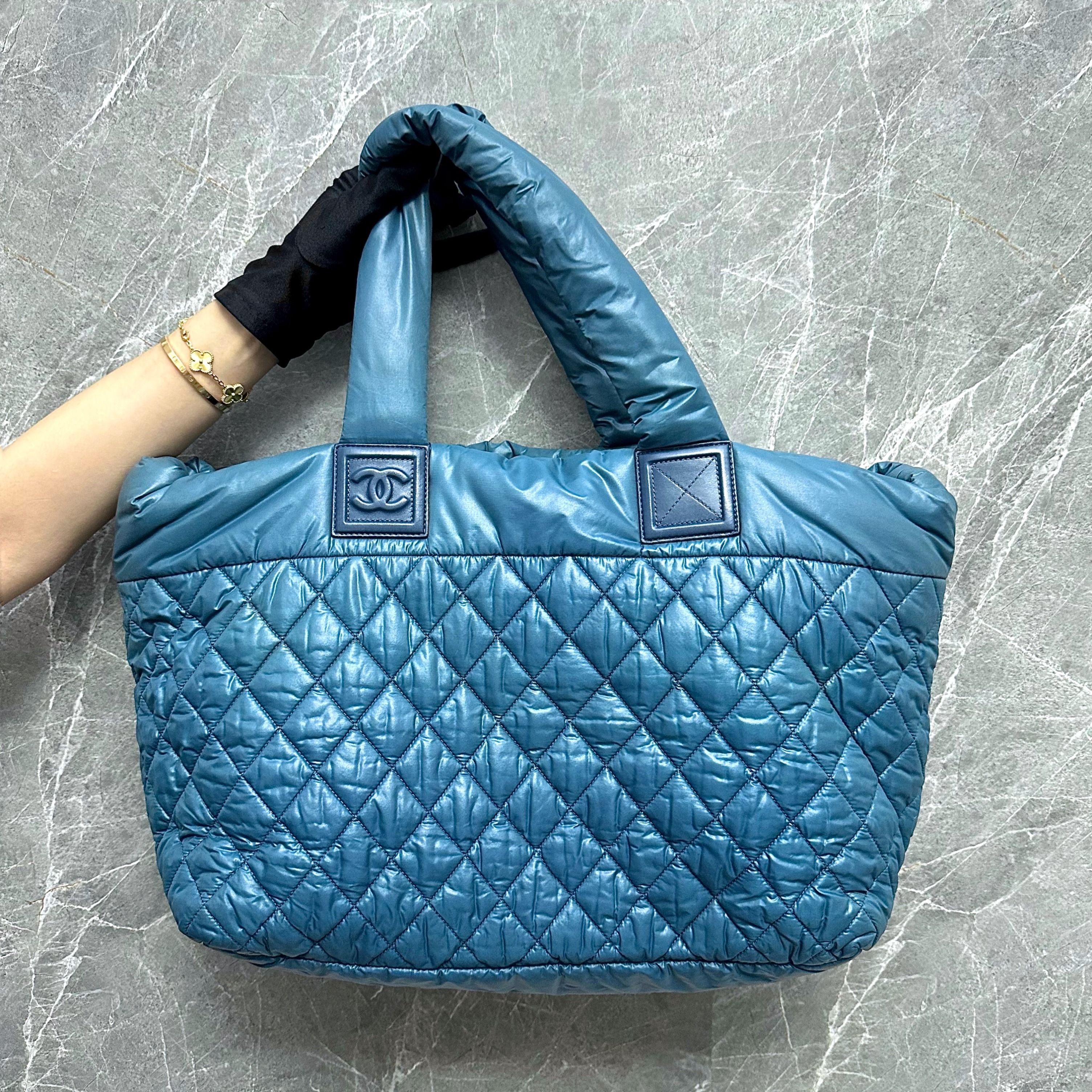 Chanel Coco Cocoon Quilted Nylon Tote Blue No 13 - Luxury Evermore