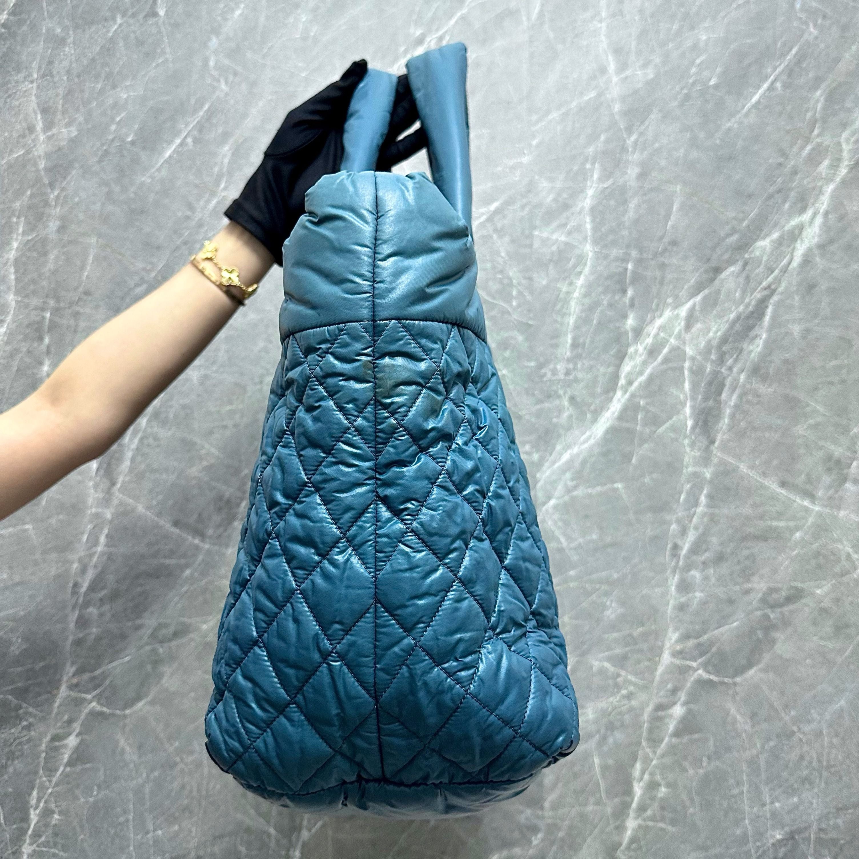 Chanel Coco Cocoon Quilted Nylon Tote Blue No 13 - Luxury Evermore