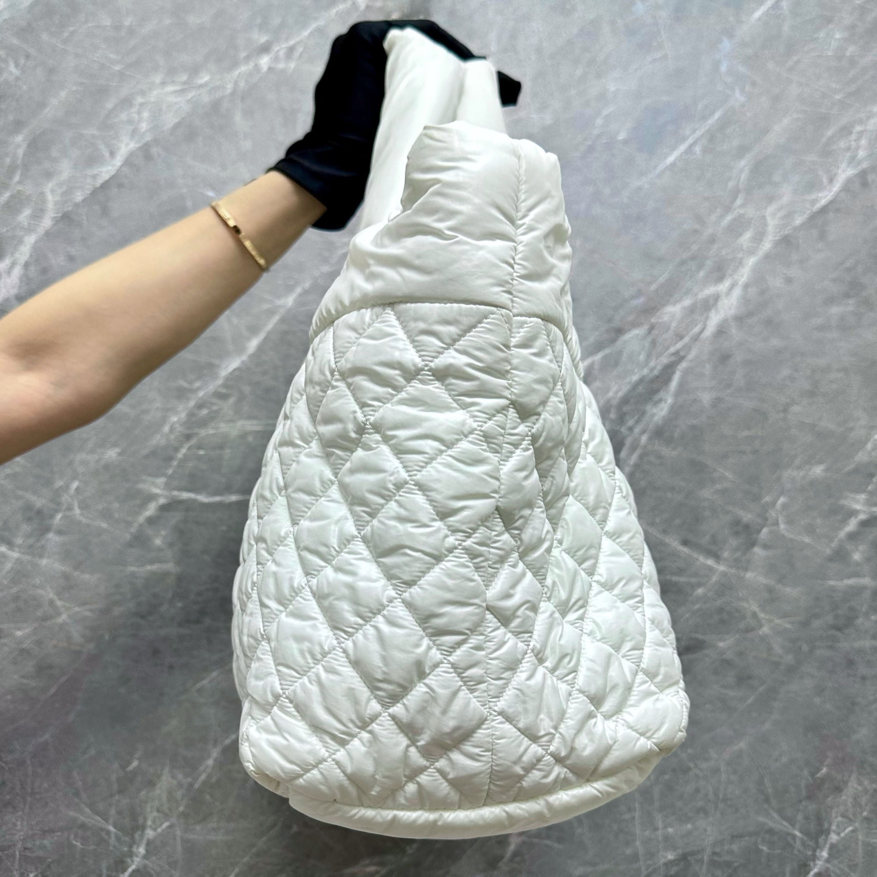 Chanel Coco Cocoon Quilted Nylon Tote White - Luxury Evermore