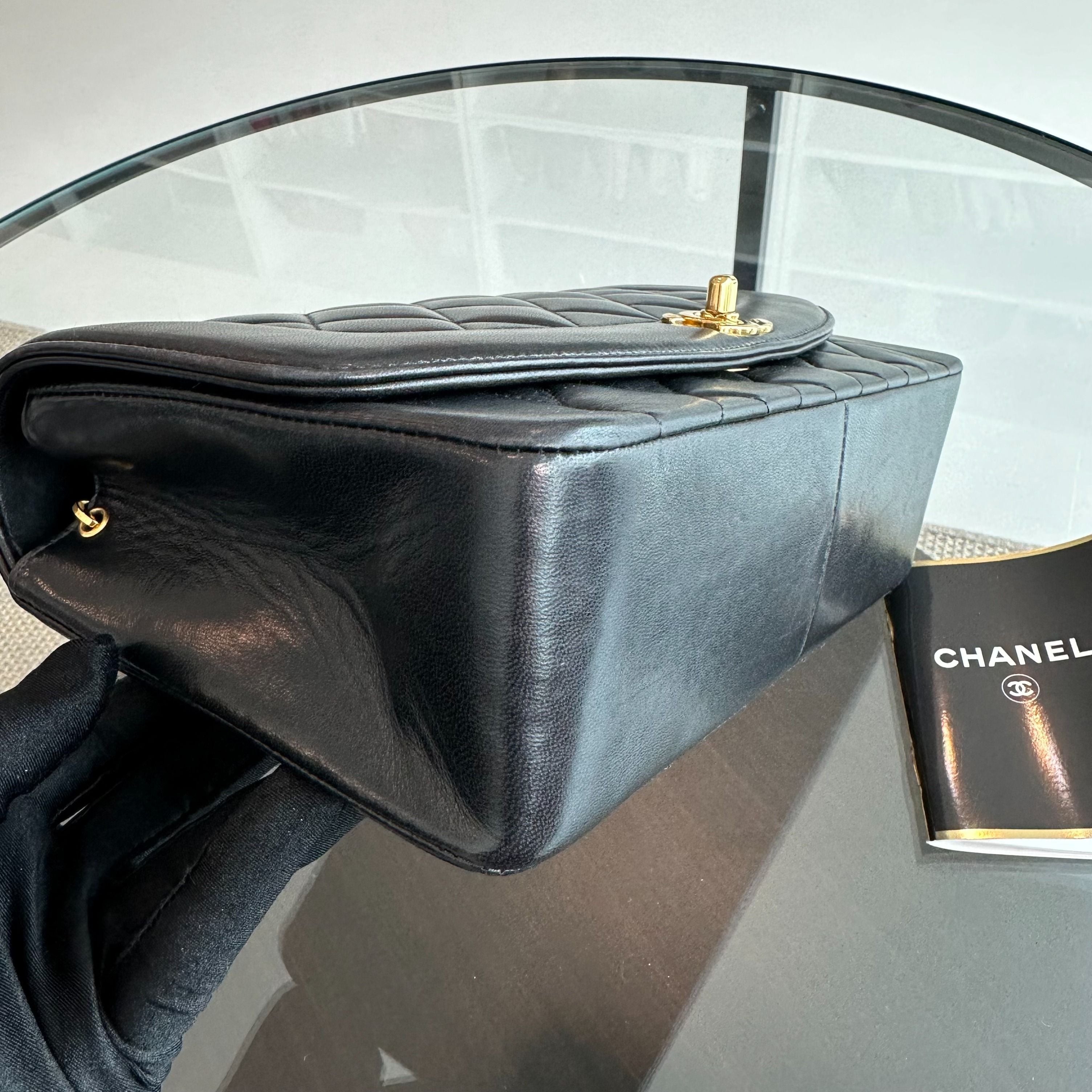 Chanel Diana Medium Black Lambskin Vintage GHW No 3 - Luxury Evermore