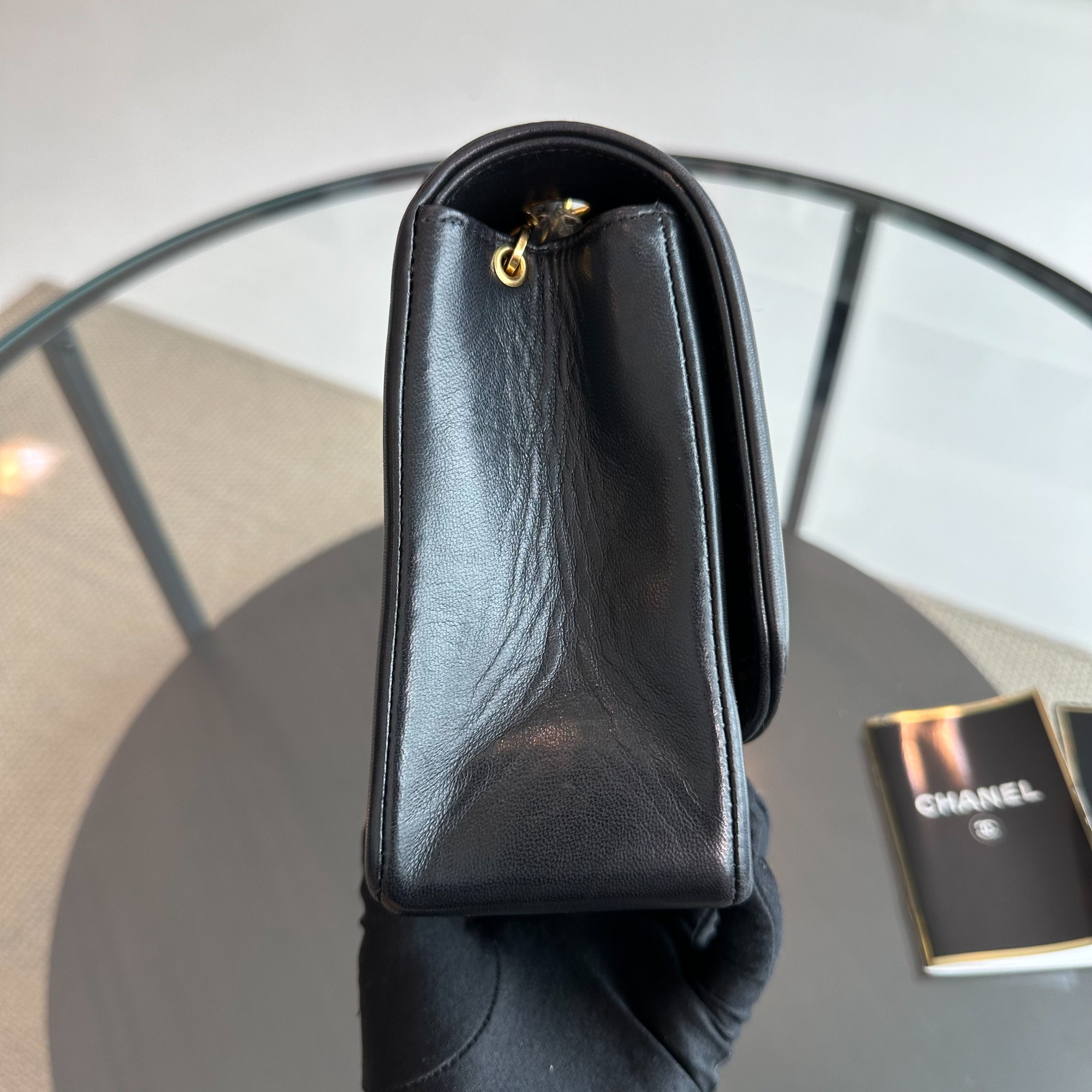 Chanel Diana Medium Black Lambskin Vintage GHW No 3 - Luxury Evermore
