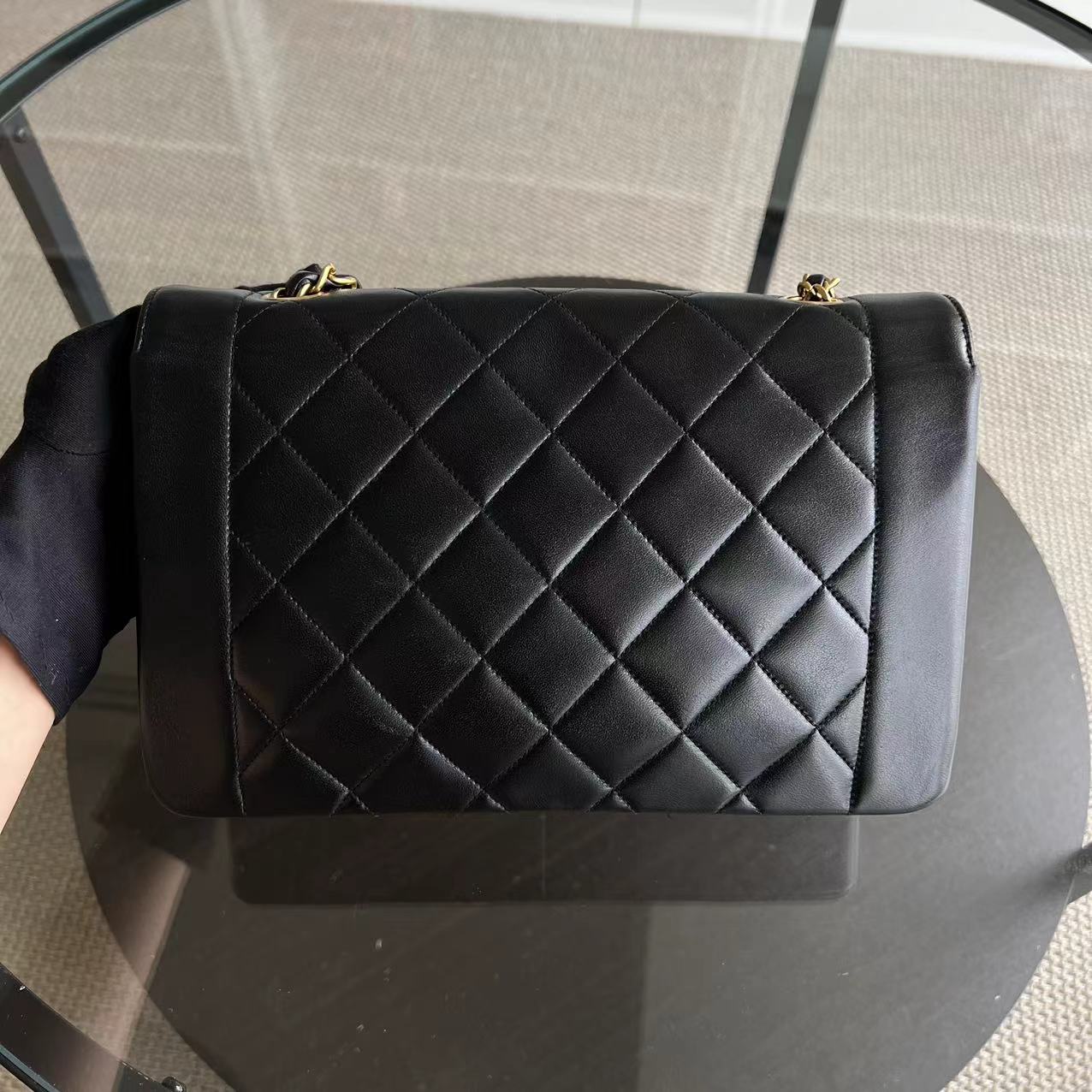 Chanel Diana Medium Quilted Lambskin Black Golden Hardware Series 3 - Luxury Evermore