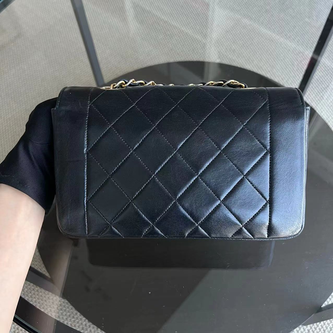 Chanel Diana Small 23CM Vintage Quilted Lambskin Black Golden Hardware Series 2 - Luxury Evermore