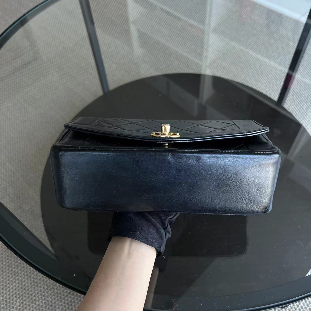 Chanel Diana Small 23CM Vintage Quilted Lambskin Black Golden Hardware Series 2 - Luxury Evermore