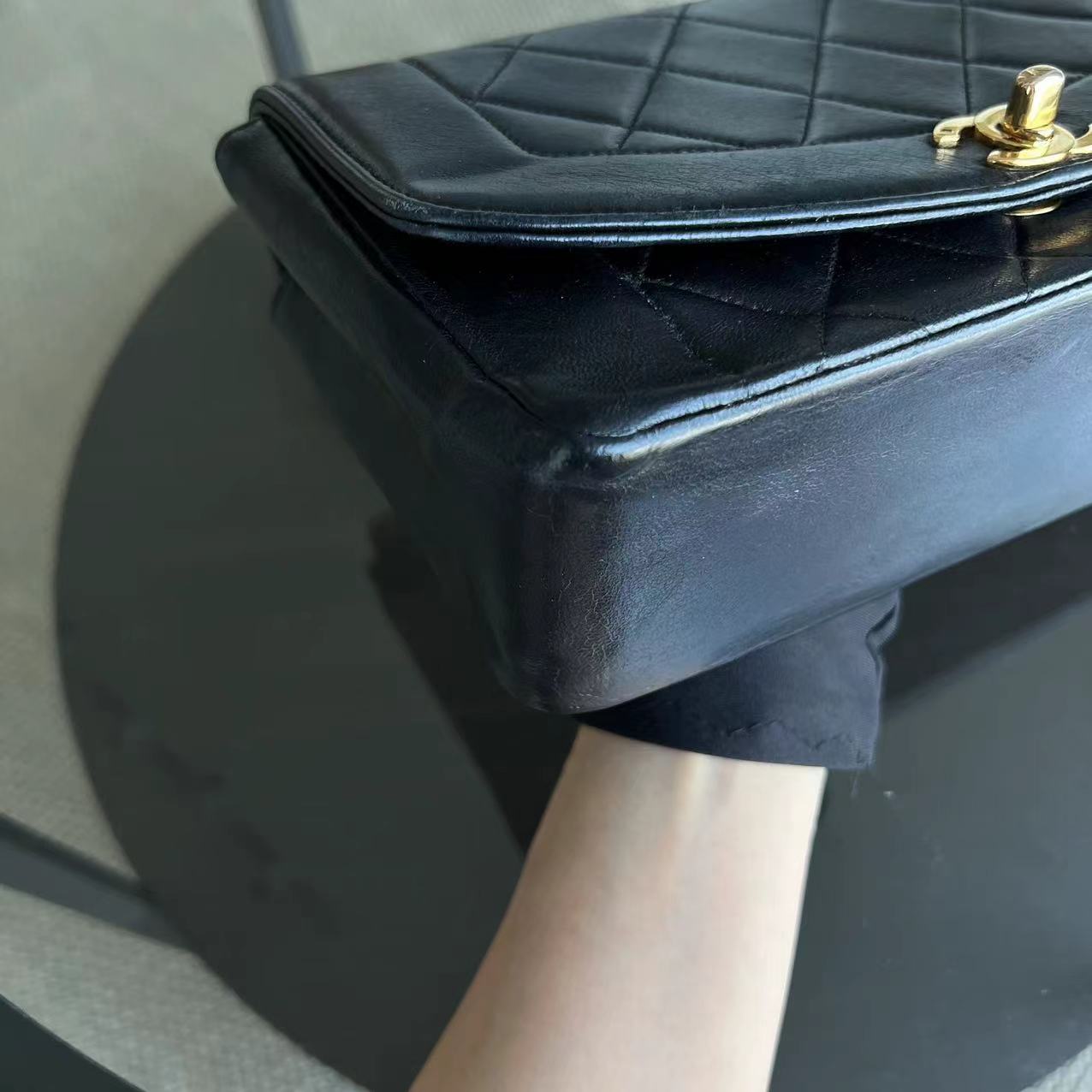 Chanel Diana Small 23CM Vintage Quilted Lambskin Black Golden Hardware Series 2 - Luxury Evermore