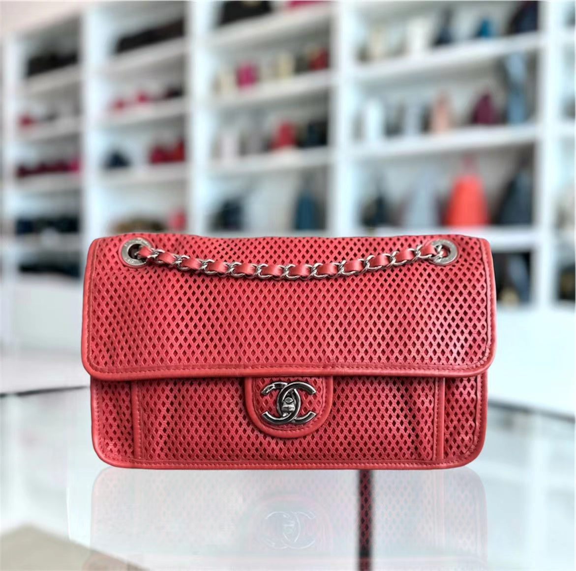 Chanel Flap Perforated French Riviera Up In The Air Bag Silver Hardware Series 17 - Luxury Evermore