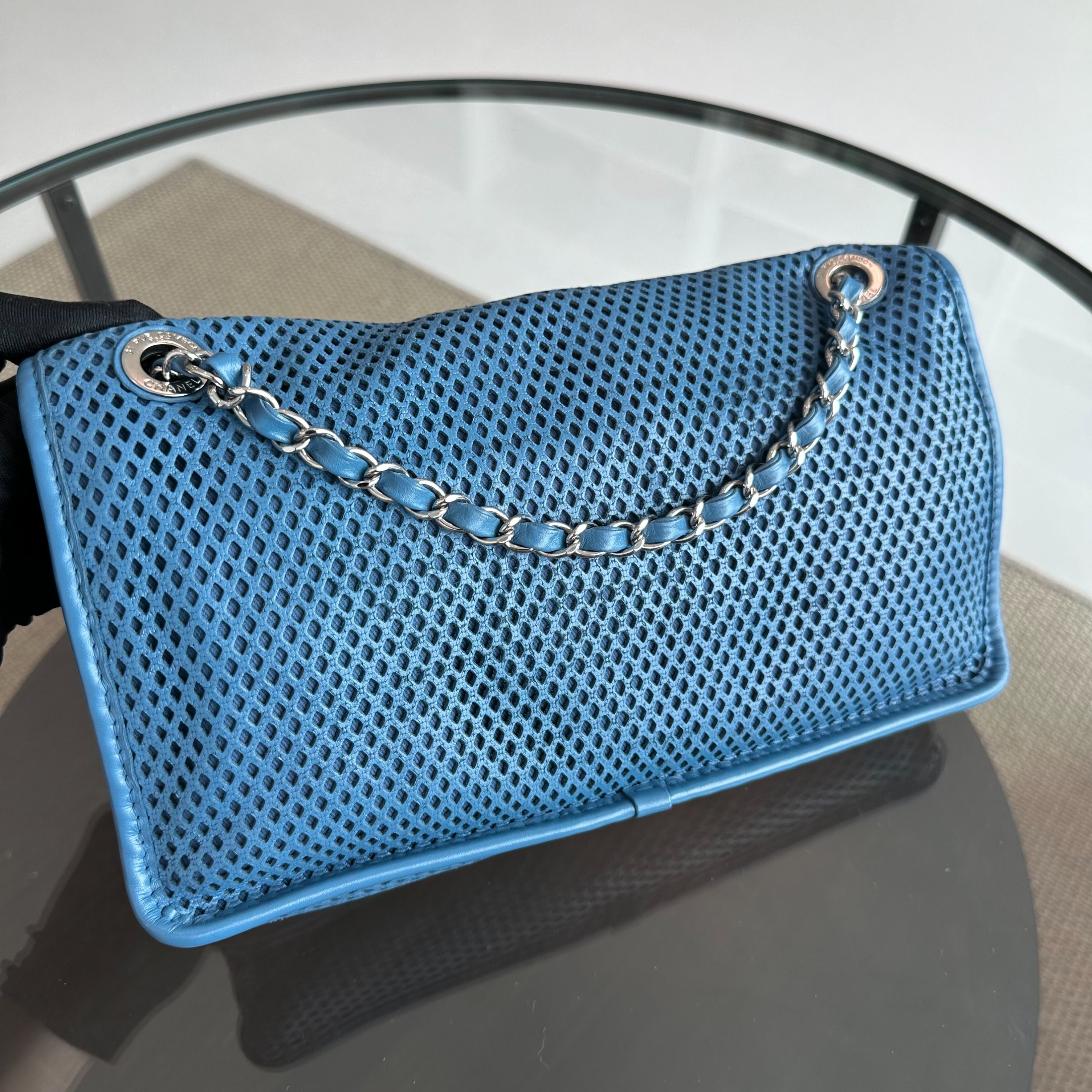 Chanel Flap Perforated French Riviera Up In The Air Blue SHW No 17 - Luxury Evermore